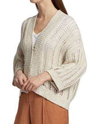 Brunello Cucinelli o1y0725 Cardigan in Light Beige Size XL / US 12-14 / IT 48-50 - 3 Thumbnail