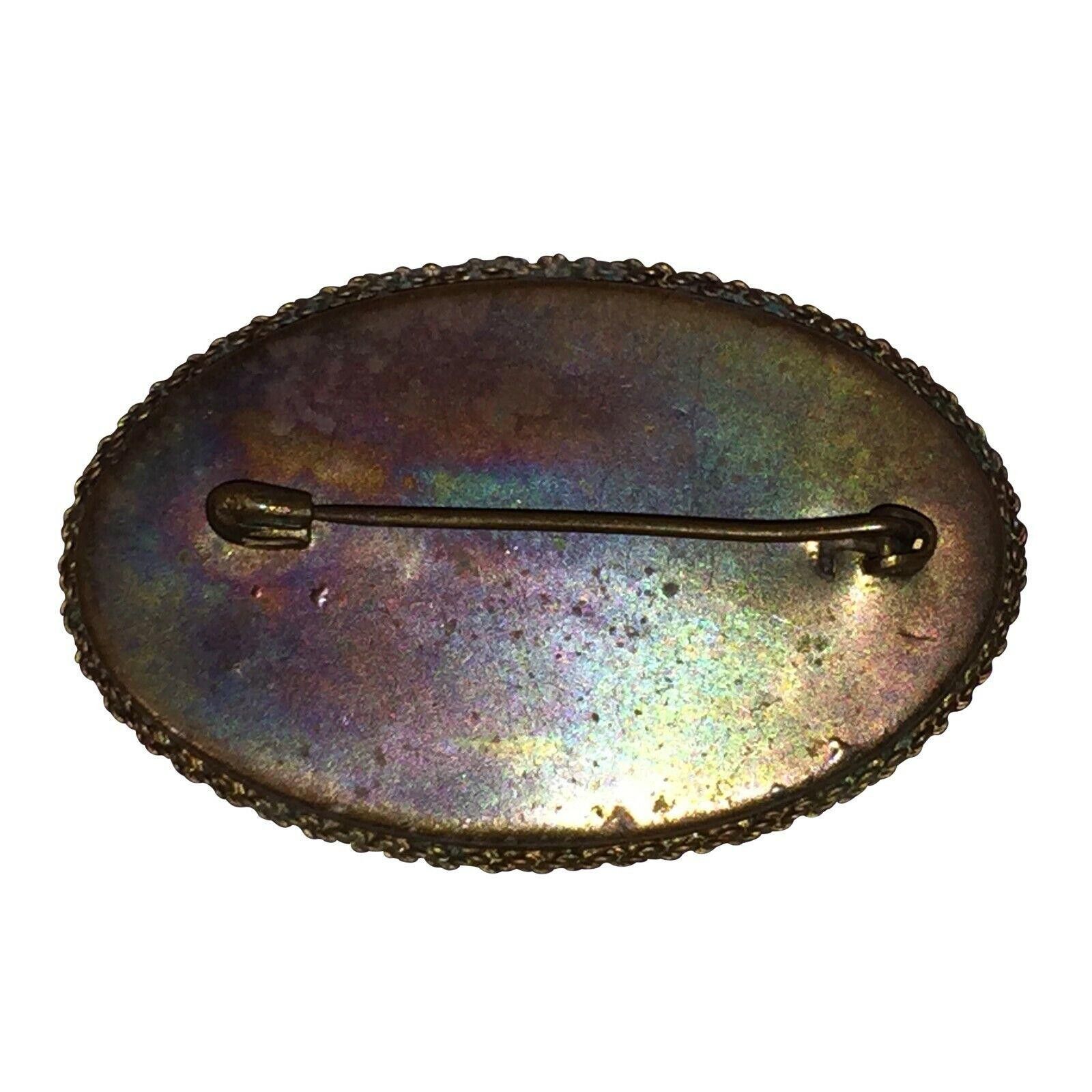 Designer Italian Black Floral Mosaic Souvenir Oval Pin Size ONE SIZE - 3 Thumbnail