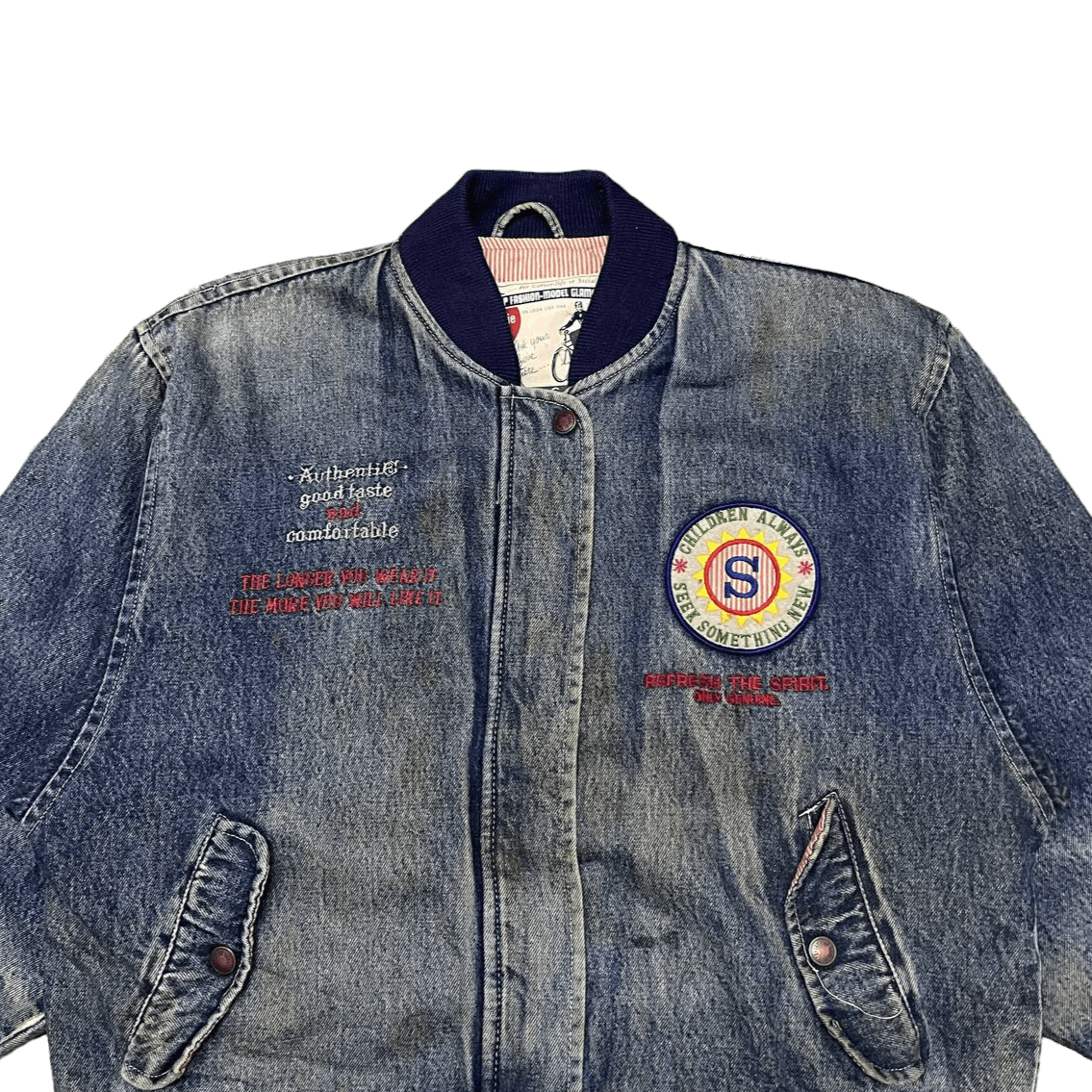 Japanese Brand Vintage Japanese Brand Denim Bomber Jacket with Patches Size US M / EU 48-50 / 2 - 2 Thumbnail