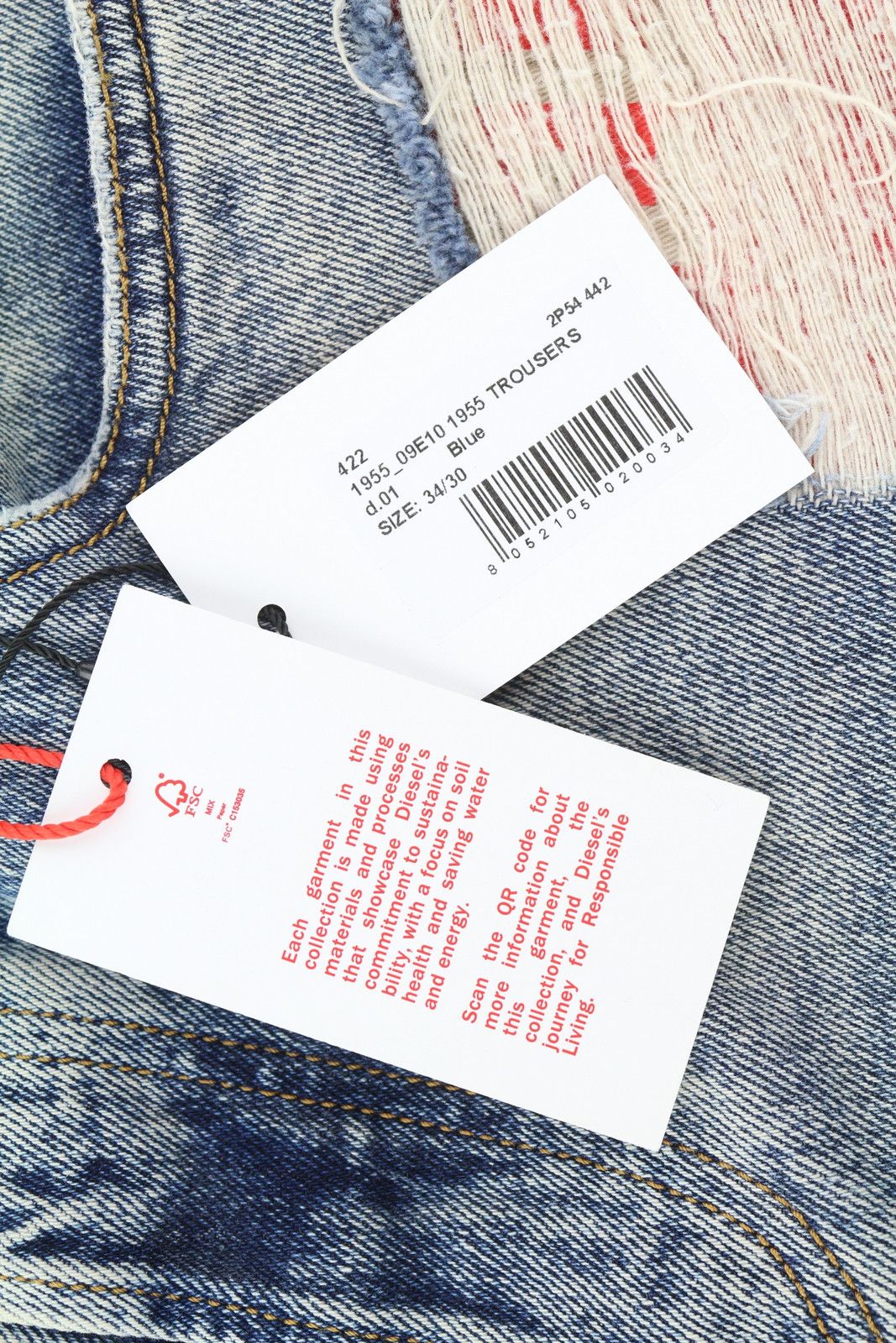 Diesel 1955 09E10 W34/L30 Blue Regular Straight Distress 85396 Size US 34 / EU 50 - 7 Thumbnail