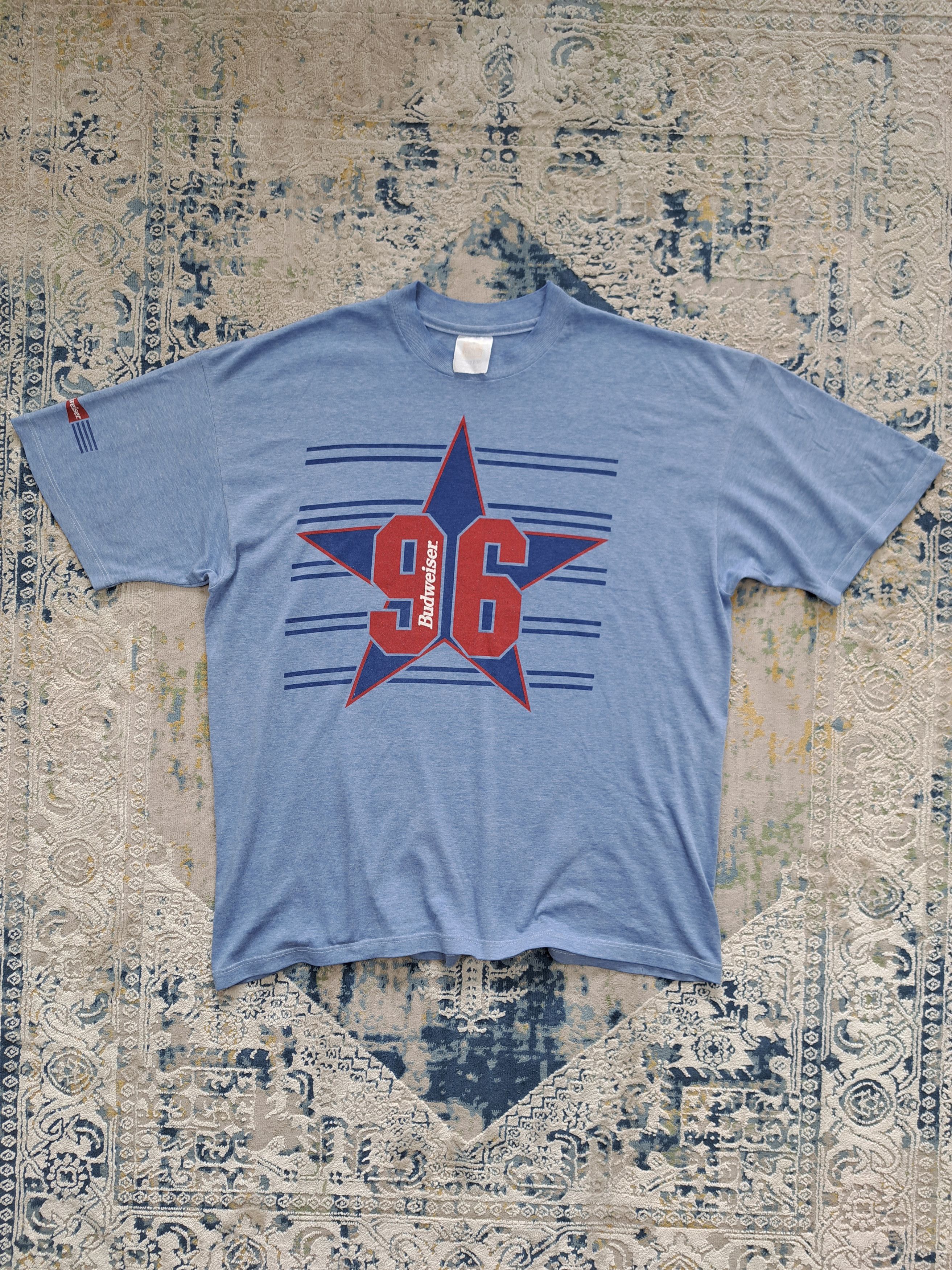 Budweiser Vintage 90s Budweiser Beer Tee Hanes Star Logo Boxy Fit Size US XL / EU 56 / 4 - 1 Thumbnail