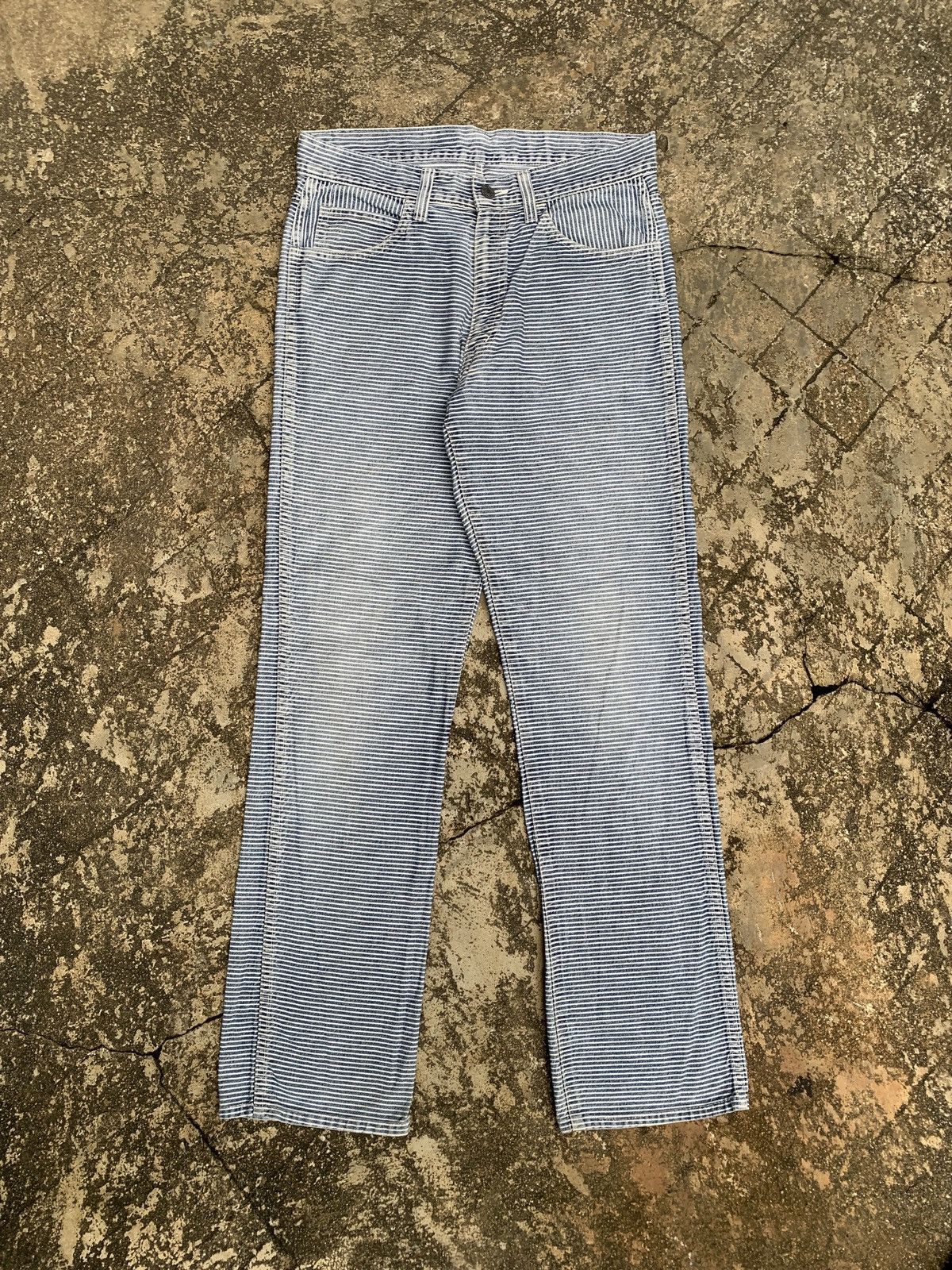 Japanese Brand × Johnbull × Vintage 1990s John Bull Japan Horizontal Stripes Denim Pants Size US 29 - 1 Thumbnail