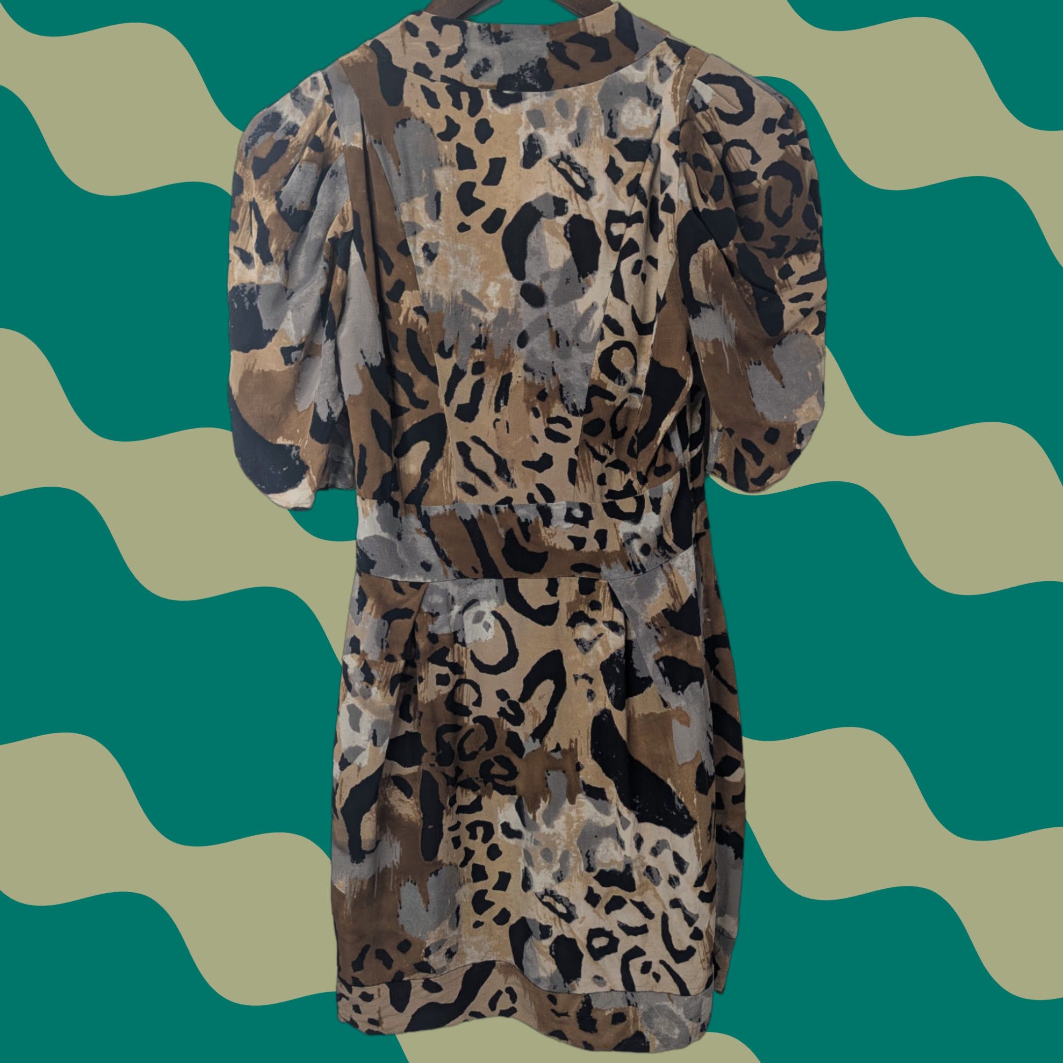 Diane von Furstenberg Diane von Furstenberg Sabine Silk Dress Animal Print Sheath Short Sleeve Size 4 Multicolor Leopard Dress Womens Size 27" / US 4 / IT 40 - 1 Thumbnail