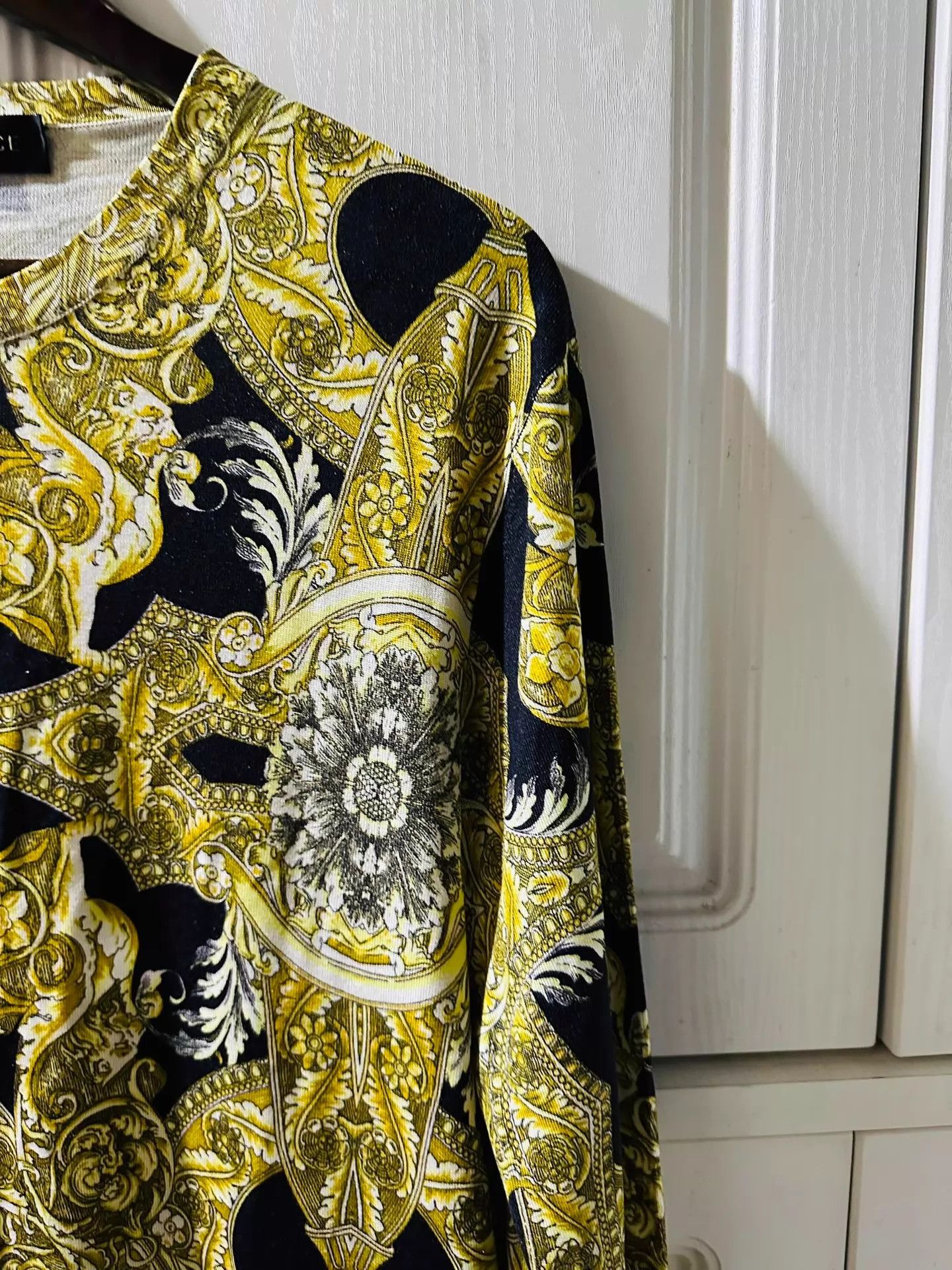 Versace Versace 100% Silk Knit Sweater Baroque BlackGold M Size US M / EU 48-50 / 2 - 5 Thumbnail