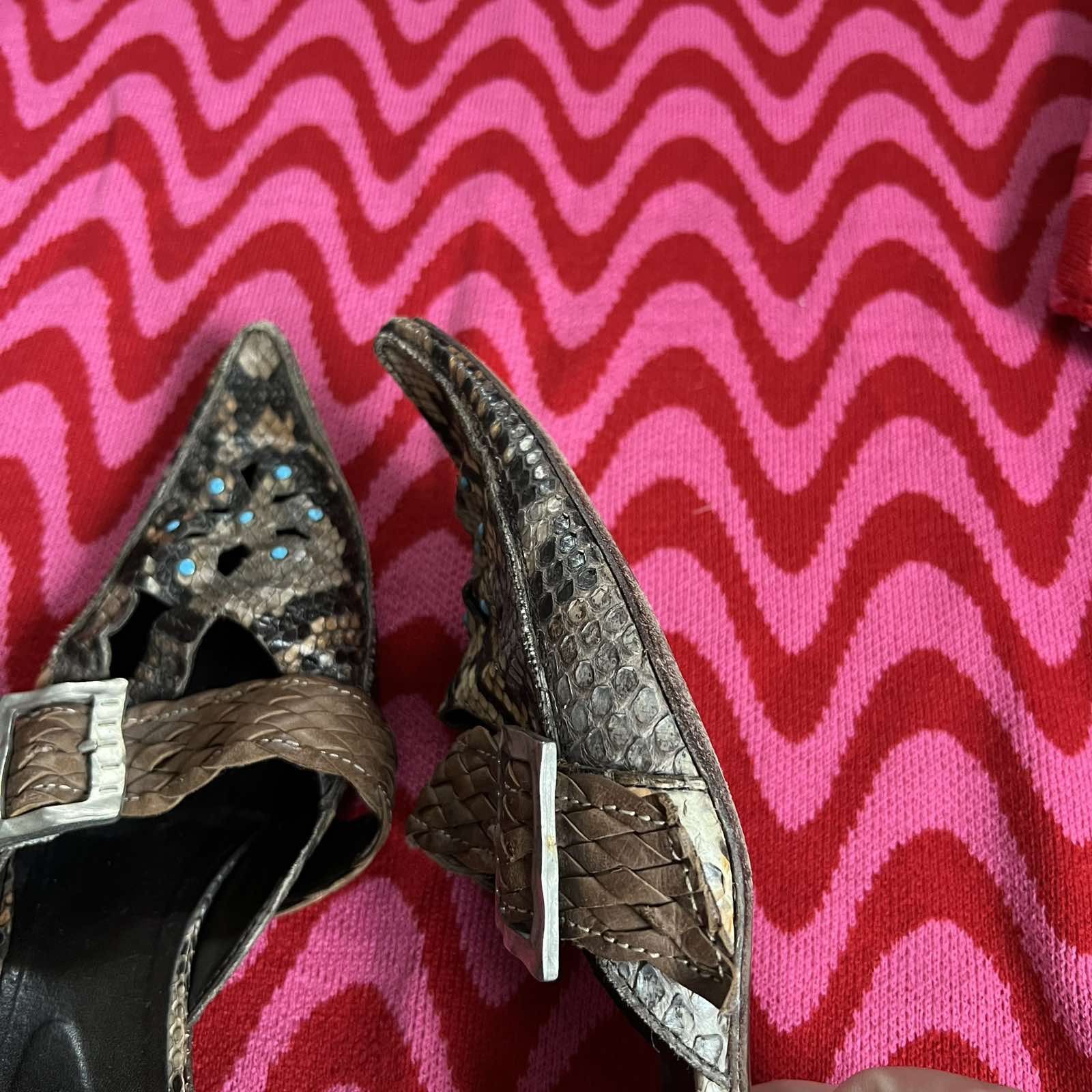 Designer × Leather × Vintage AKETOHN python Leather Heels Printed Italy Size 38 Size US 8 / IT 38 - 9 Thumbnail