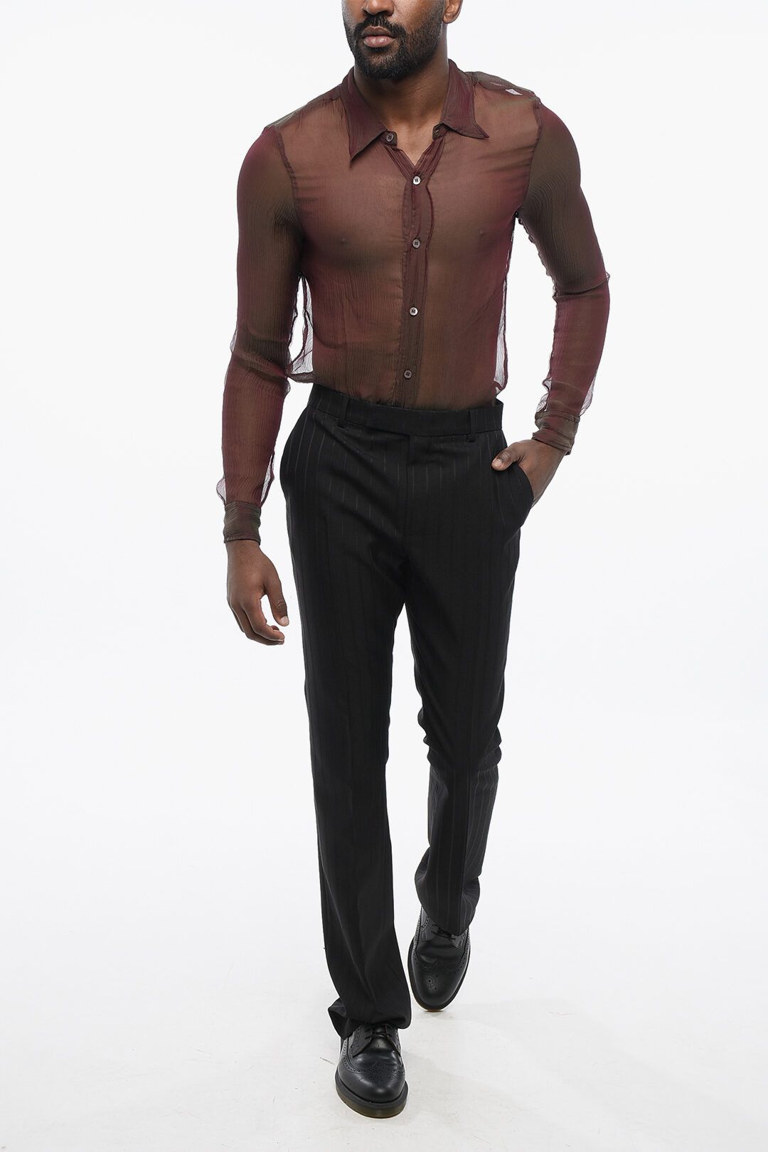 Celine og1mm0825 Pinstriped Wool Pant in Black Size US 32 / EU 48 - 4 Thumbnail
