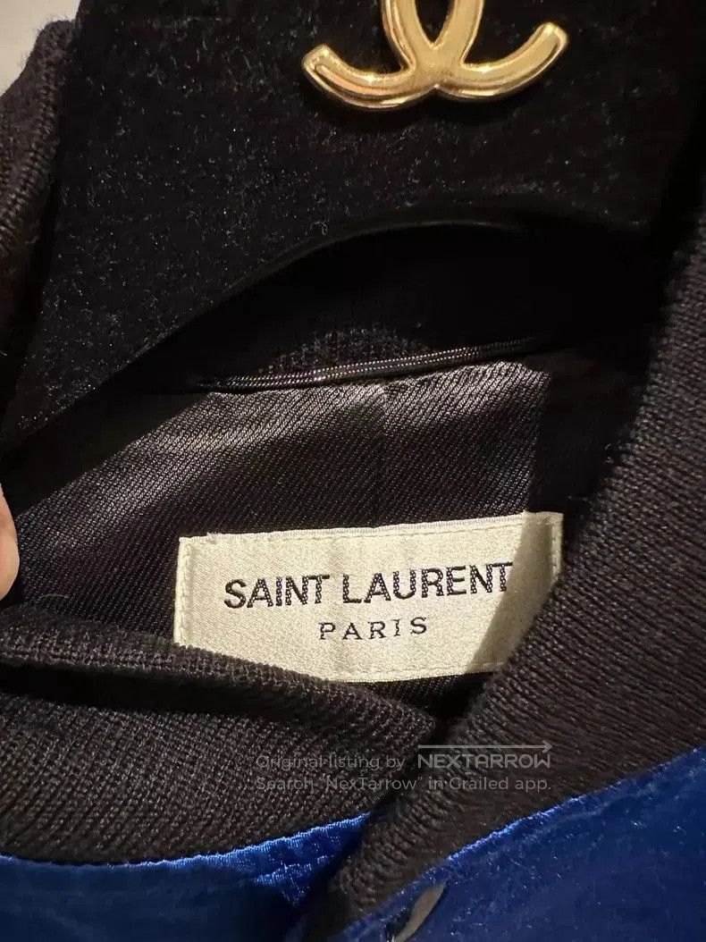 Saint Laurent Paris Saint Laurent Blue Silk Shark Jacket. Size XS / US 0-2 / IT 36-38 - 6 Thumbnail