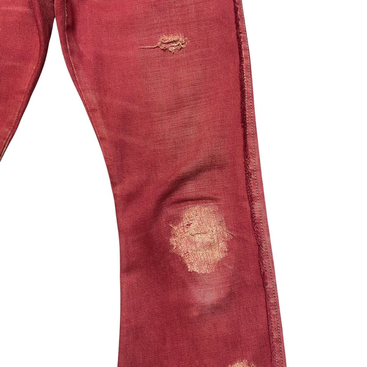 Obelisk Obelisk Red Blood Hole Distressed Denim Flare Jeans Size US 29 - 8 Thumbnail
