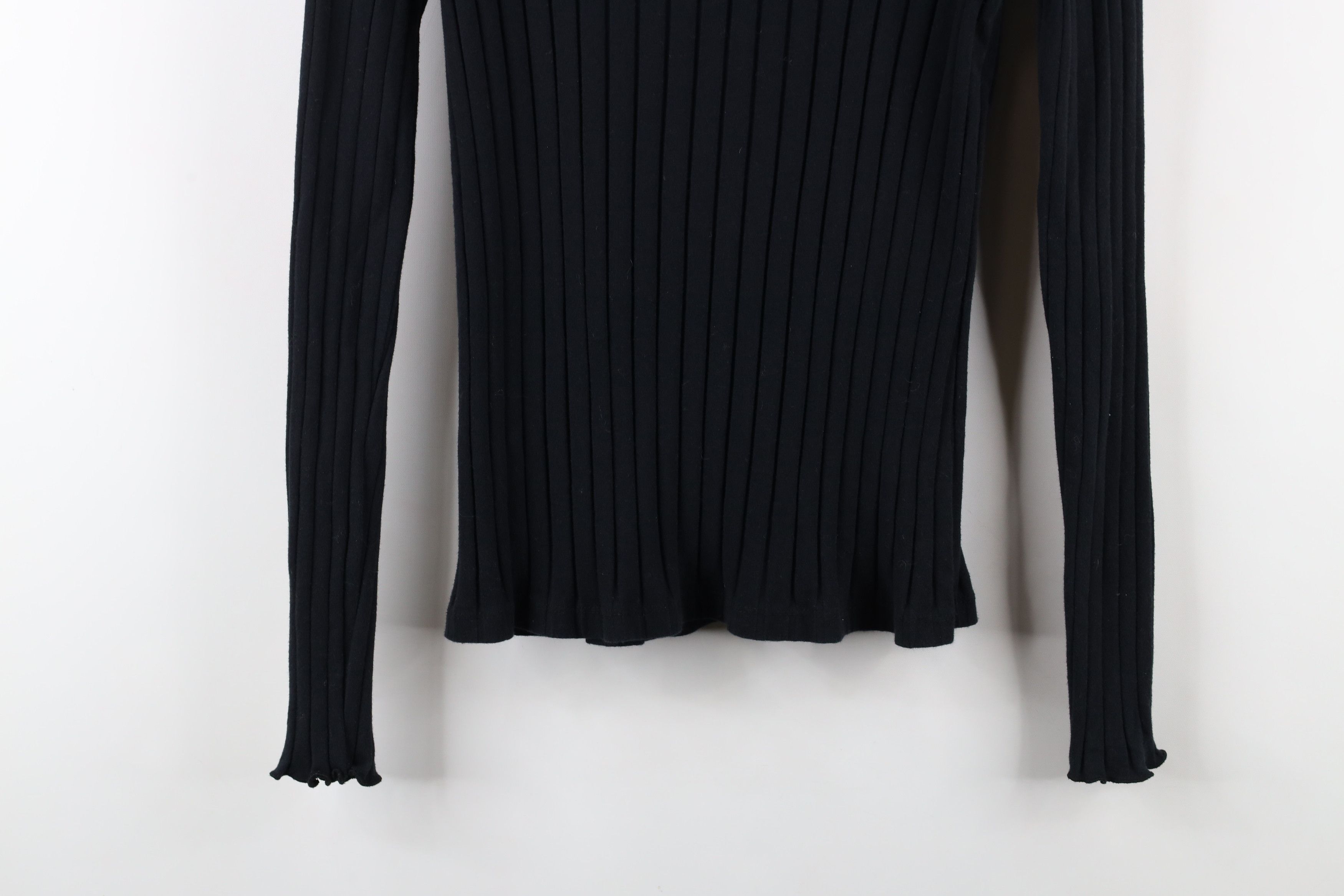 Madewell × Vintage Madewell Blank Ruffled Ribbed Knit Turtleneck T-Shirt Black Size M / US 6-8 / IT 42-44 - 3 Thumbnail