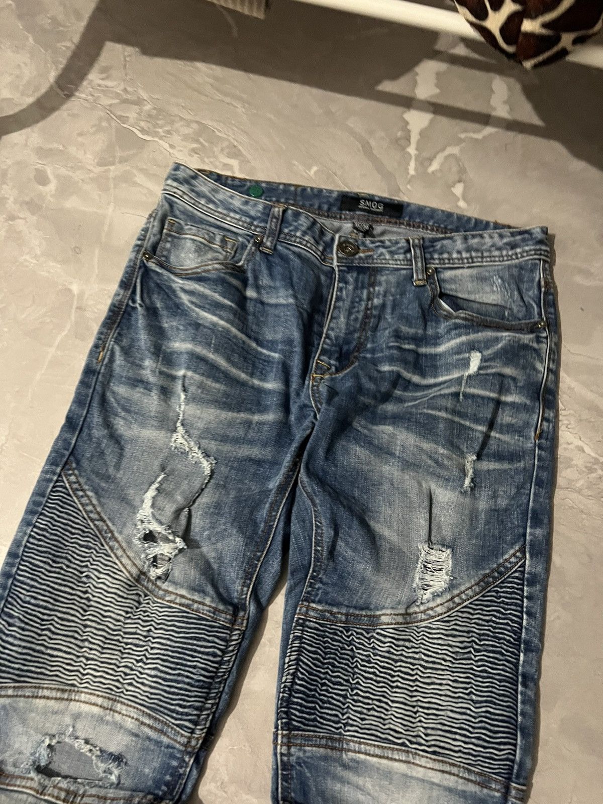 Vintage Distressed Glamour Skinny Swag Jean / Avant Garde Faded 90 Size US 31 - 3 Thumbnail