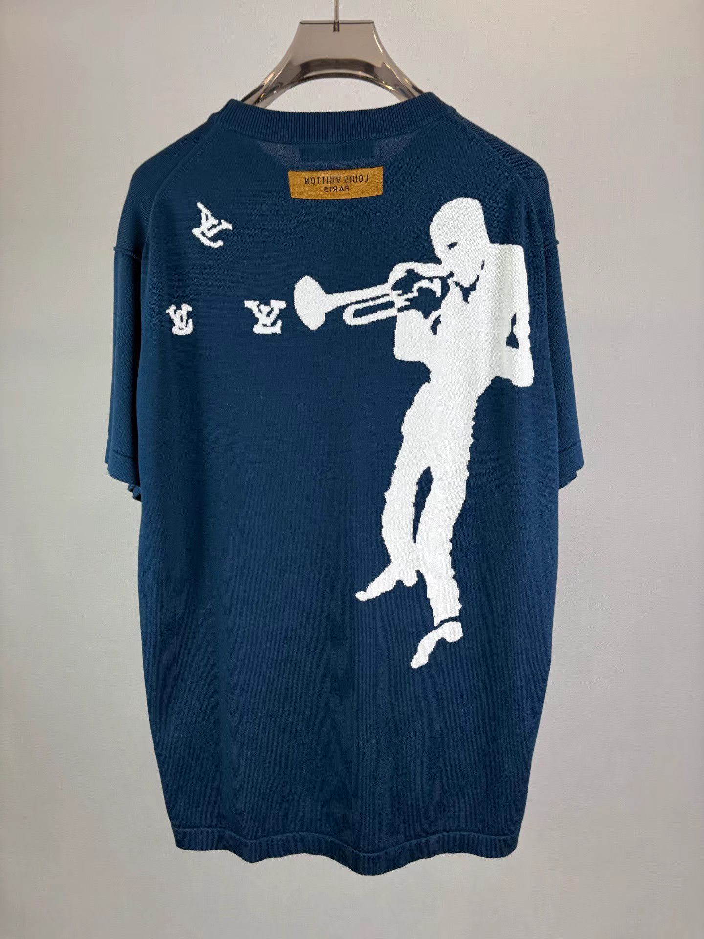 Louis Vuitton LOUIS VUITTON Navy Pied Piper Knit Short Sleeve K1 Size US XL / EU 56 / 4 - 2 Thumbnail