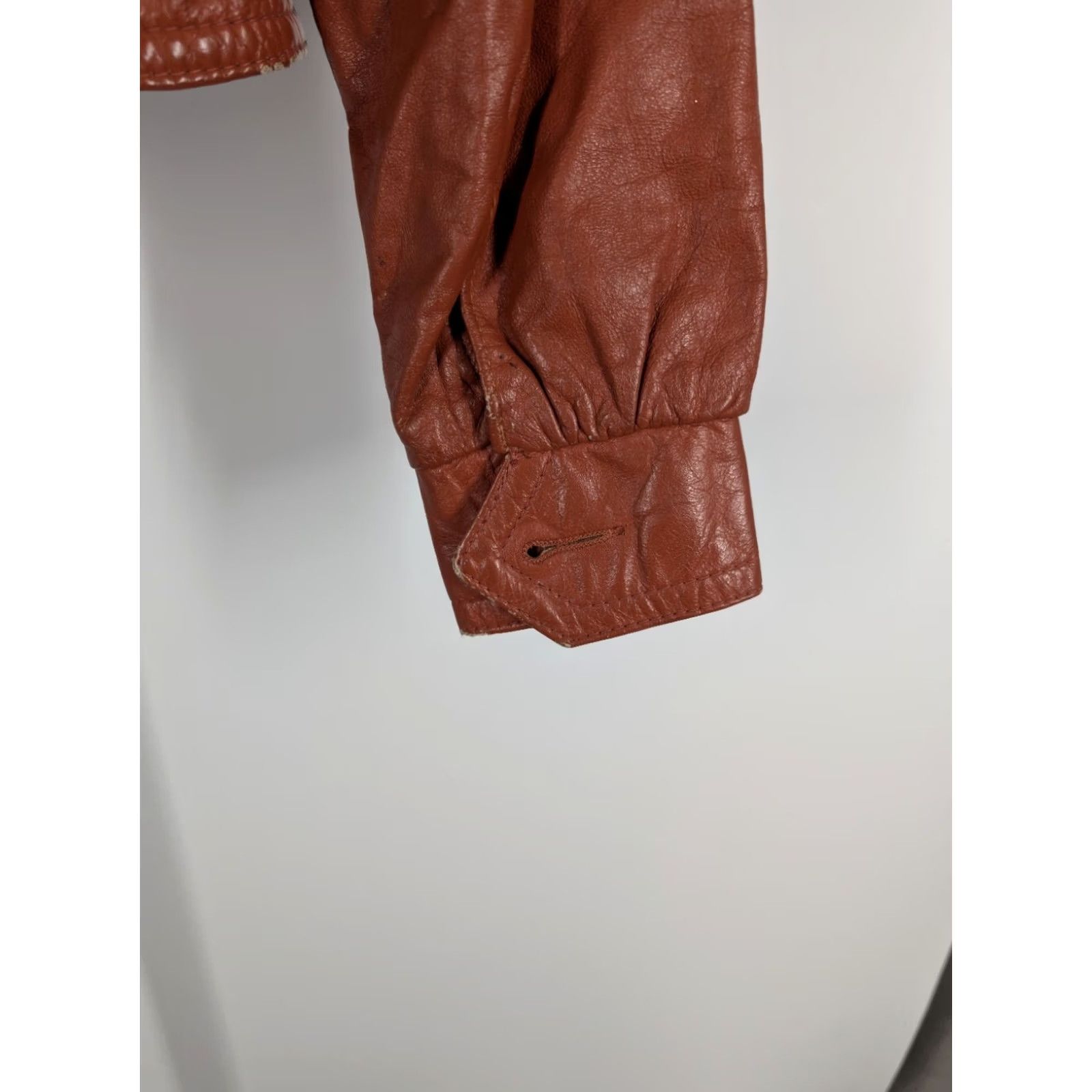 Vintage VINTAGE Jonathan Legault Leather Jacket Mod Avant-garde Disco Collar Brown 1970s 34 Mens Size XXS / US 00 / IT 34 - 6 Thumbnail