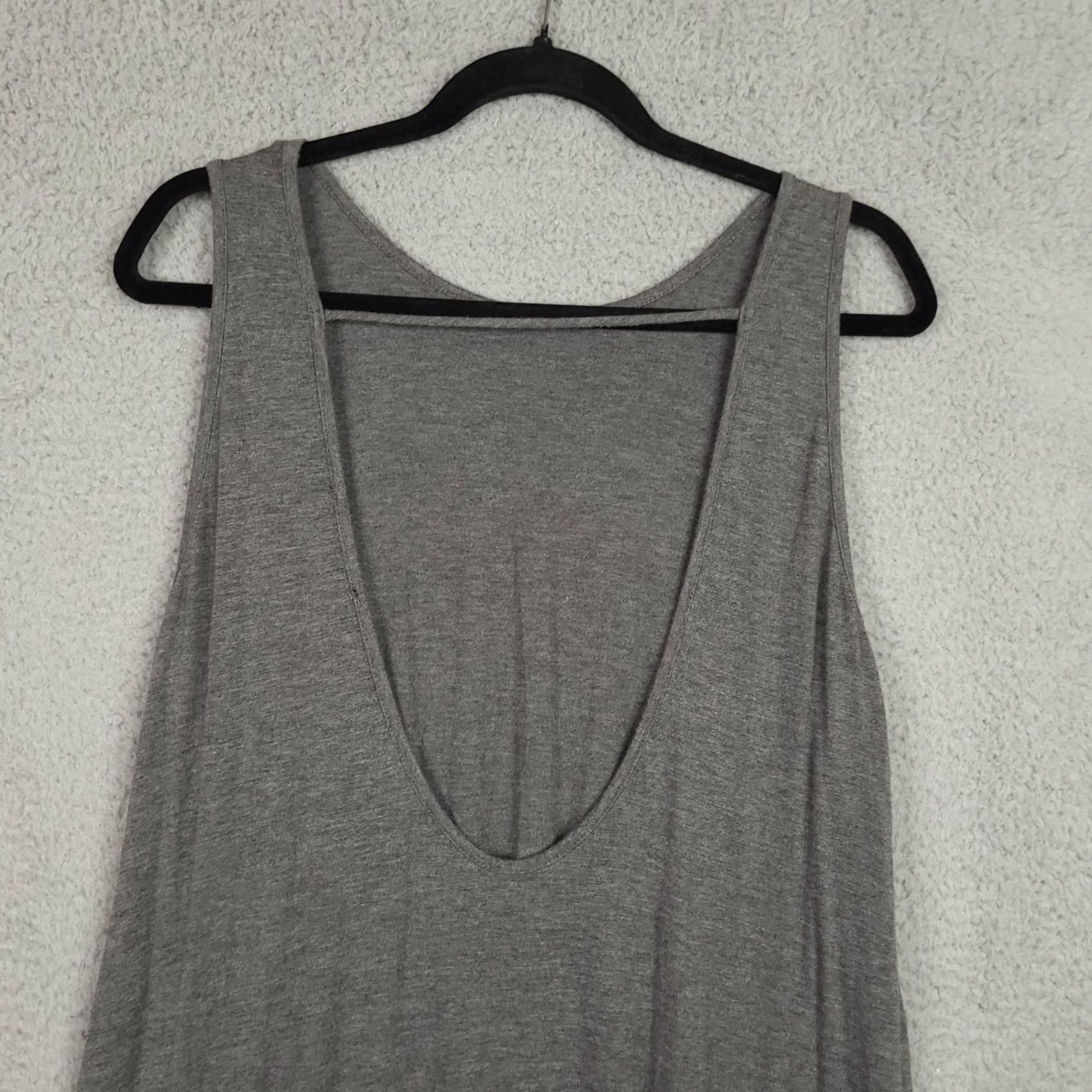 Lulus Lulu's Women's Grey Stretch Flared Sleeveless Casual Dress XL Knit Rayon Spandex | Round Neck Pullover Fit & Flare Cotton? Size XL / US 12-14 / IT 48-50 - 5 Thumbnail