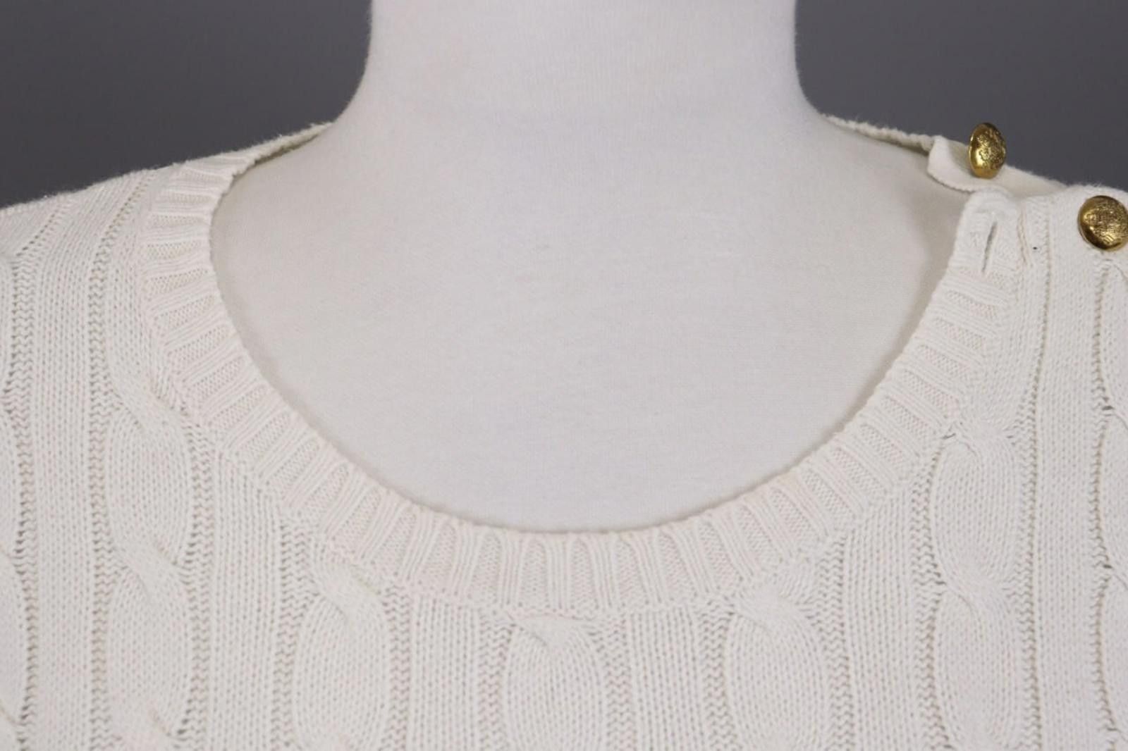Lauren Ralph Lauren Lauren Ralph Lauren White Cable Knit Sweater Size L Size L / US 10 / IT 46 - 5 Thumbnail