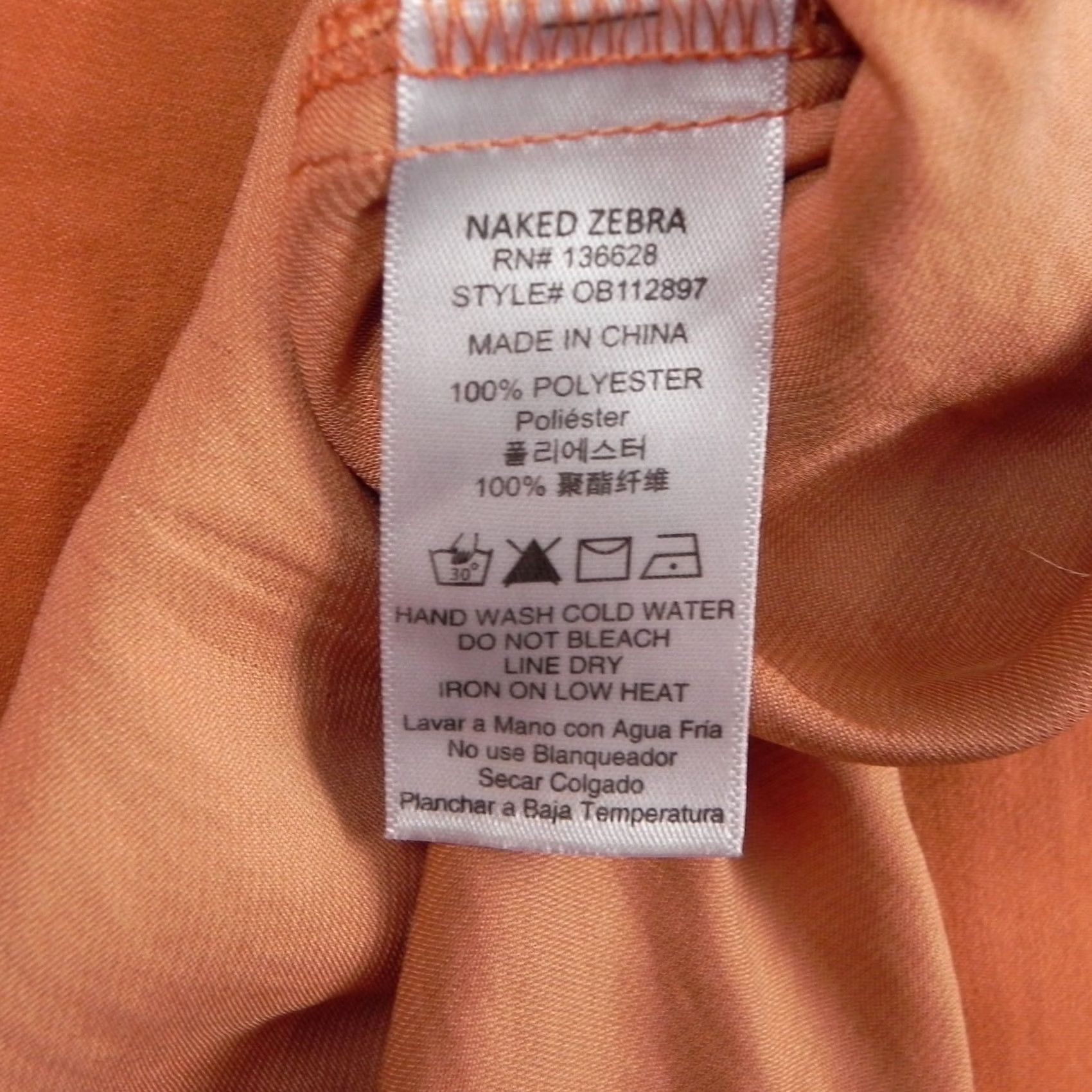 Vintage Naked Zebra Blouse Womens Medium Pleated V-Neck Sheer Orange Short Sleeve Top Size M / US 6-8 / IT 42-44 - 5 Thumbnail