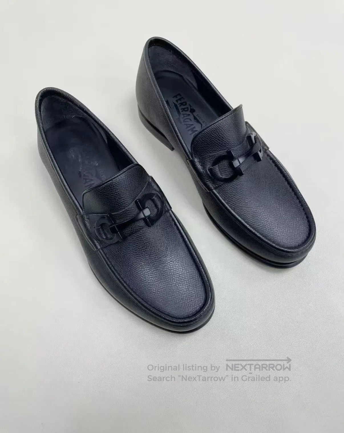Salvatore Ferragamo Black Leather Slip-On Loafers with Buckle Accent. Size US 7 / EU 40 - 2 Thumbnail