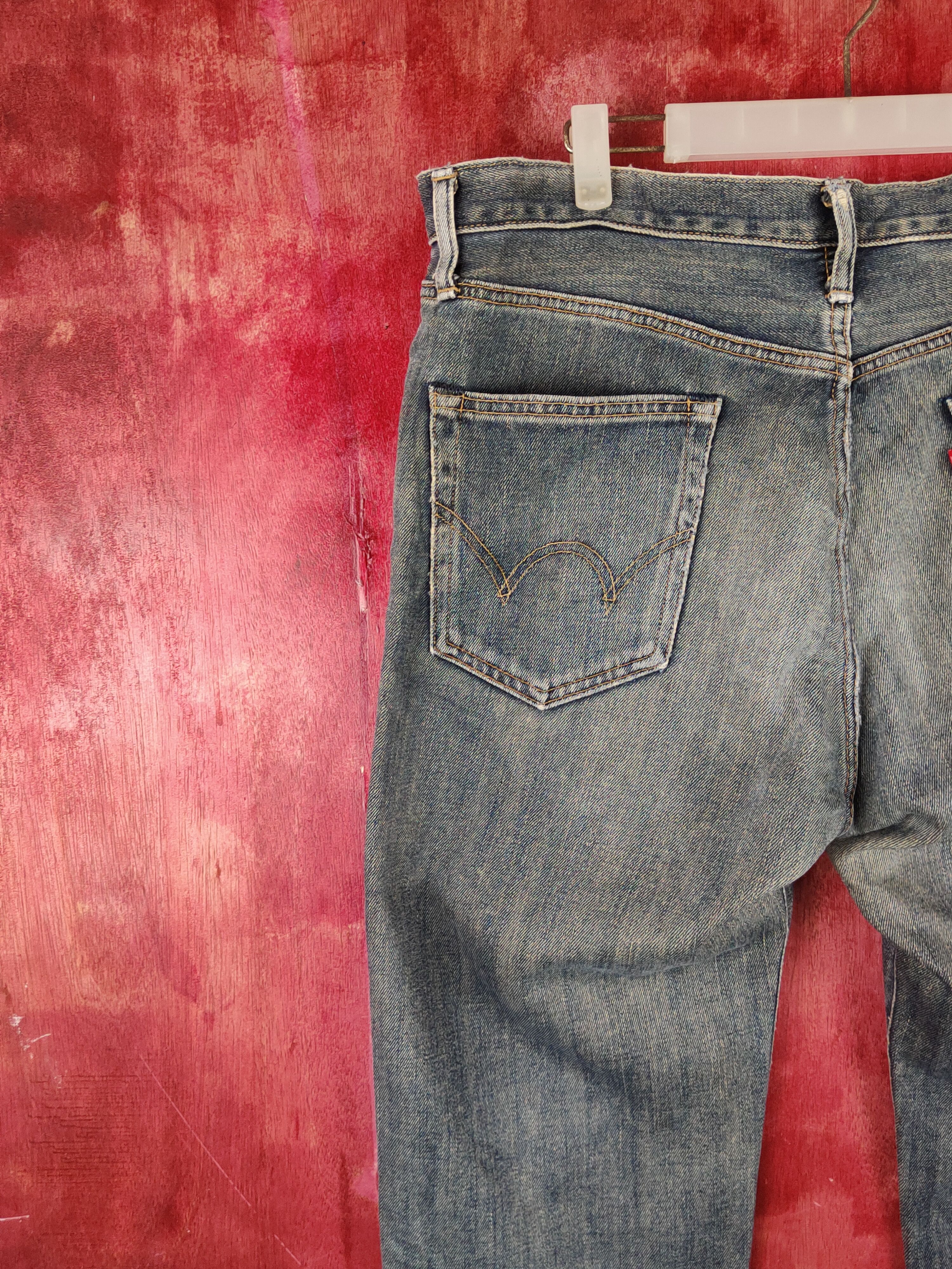 Edwin Edwin Dark Blue Faded distressed jeans Denim #S1608 Size US 35 - 10 Thumbnail