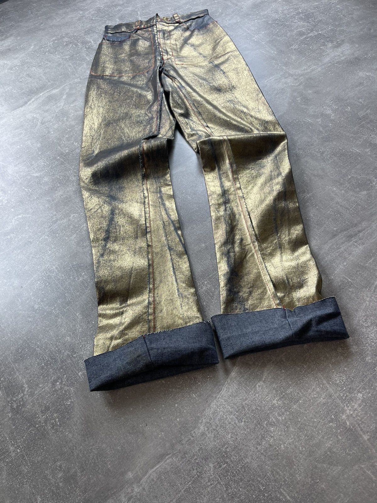 Vintage × Vivienne Westwood Vivienne Westwood Red Label Gold Foil Jeans Runway Archives Size 26" / US 2 / IT 38 - 8 Thumbnail