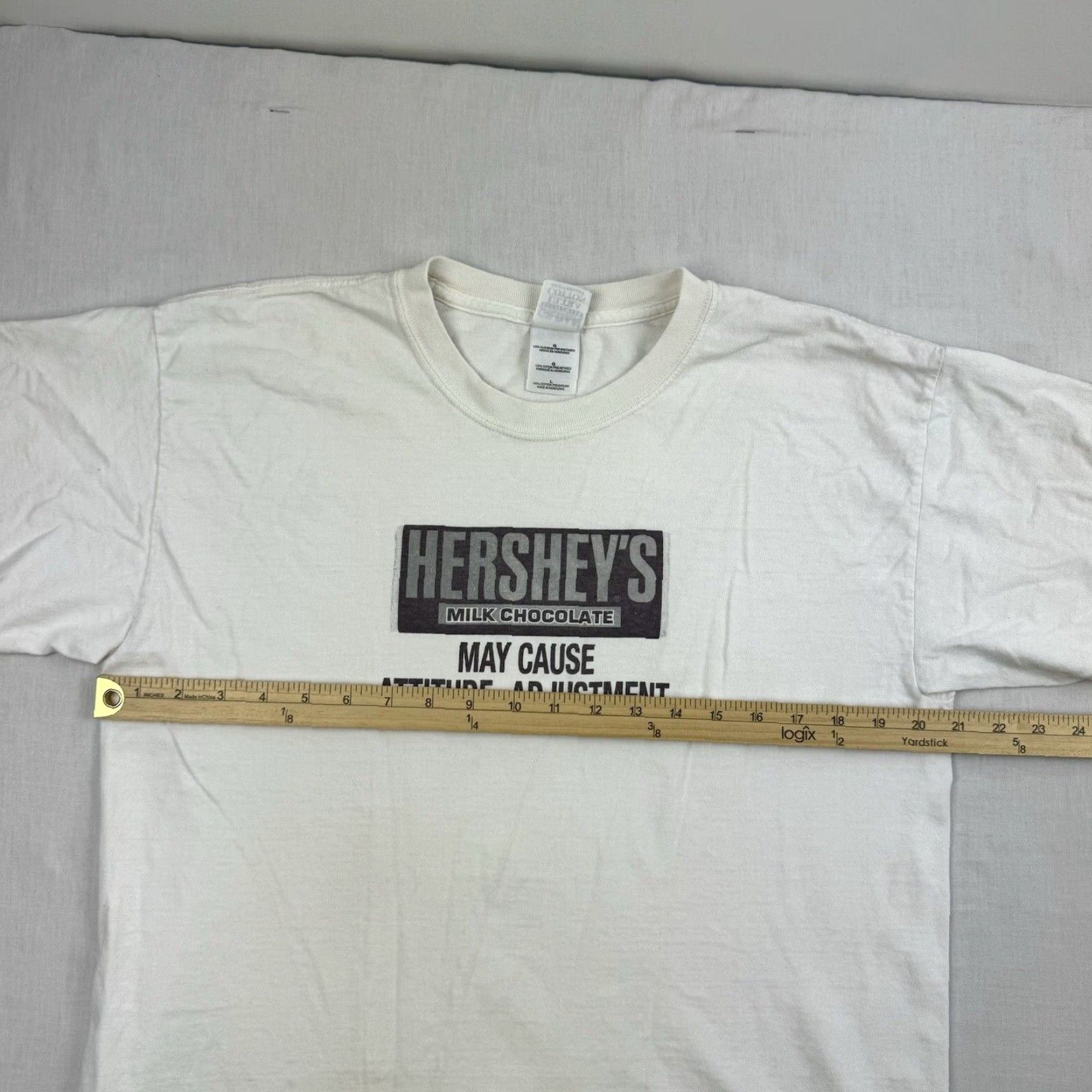 Gildan VINTAGE Herseys Chocolate T Shirt Adult Large White Funny Attitude Adjustment Shirt Mens 90s Y2K Size US L / EU 52-54 / 3 - 7 Thumbnail