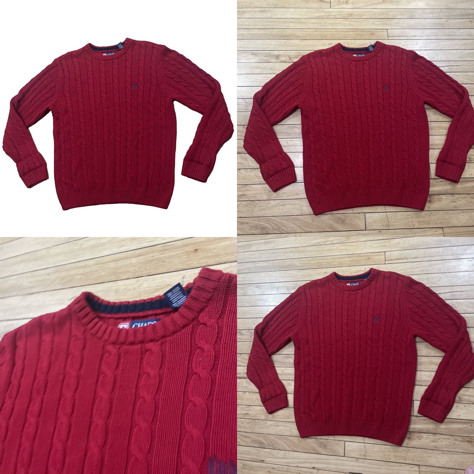 Chaps CHAPS Cable Knit Sweater Men M Red Crest logo Ribbed Stretch Vintage Y2k Classic Christmas Knit Size US M / EU 48-50 / 2 - 10 Thumbnail