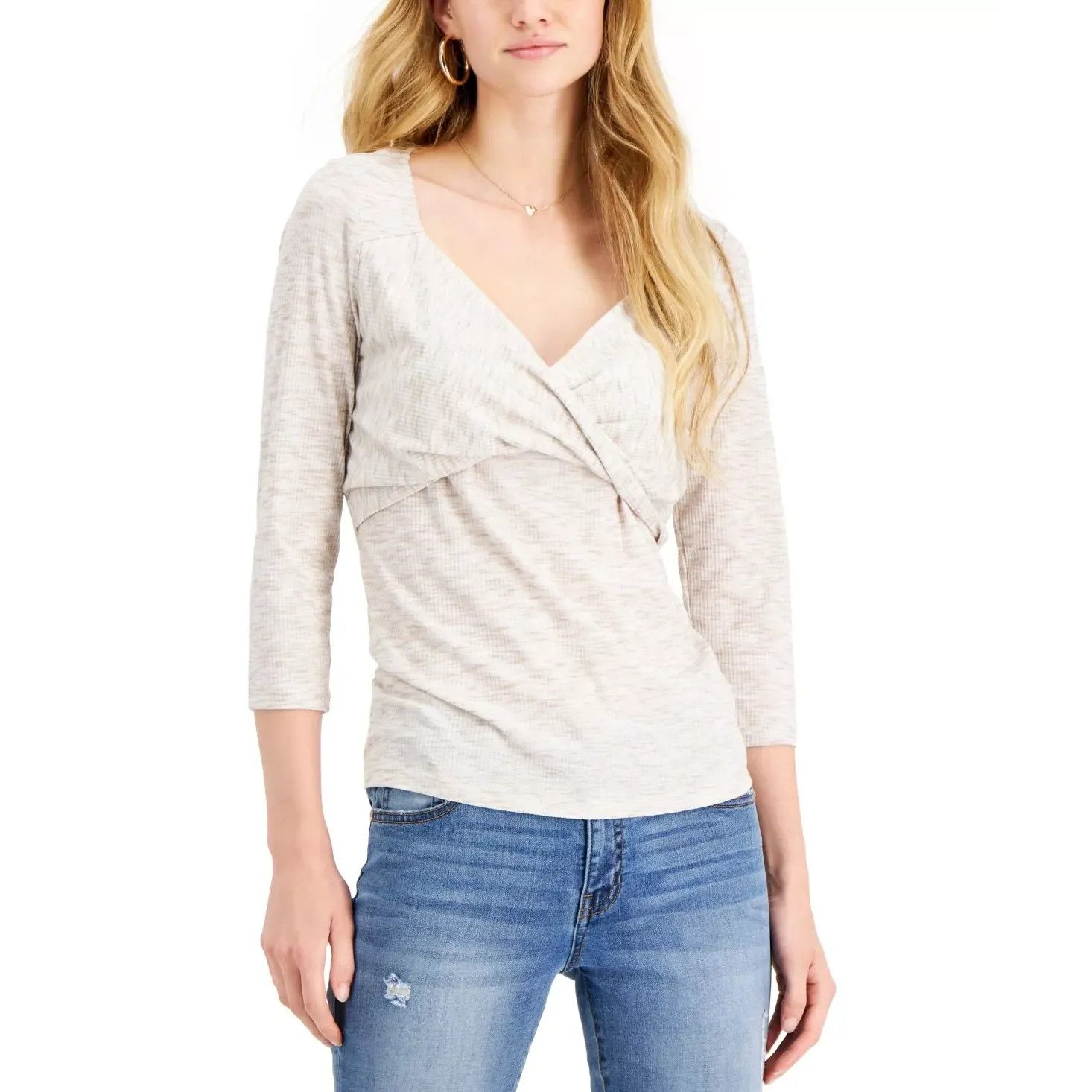 Other Fever Spaced-Dyed Twist-Front Top, Sand, Sz. M Size M / US 6-8 / IT 42-44 - 1 Thumbnail