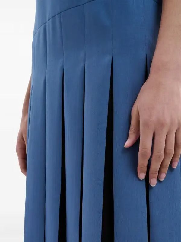 Marni o1w1db11125 Pleated Twill Midi Dress in Blue Size XL / US 12-14 / IT 48-50 - 5 Thumbnail
