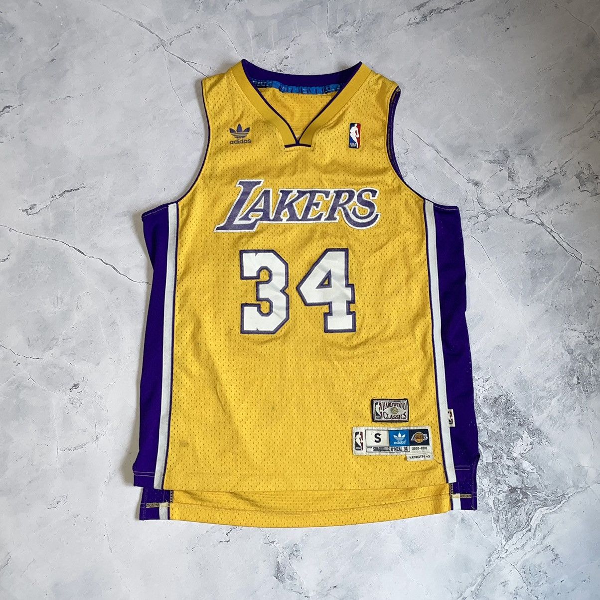 image of L A Lakers x NBA Adidas O’Neal Lakers Nba Vintage Jersey 2012 in Yellow, Men's (Size Medium)