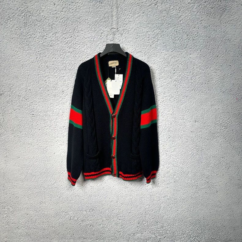 Gucci Gucci Green Red Stripe Cardigan-dmc Size US L / EU 52-54 / 3 - 1 Thumbnail