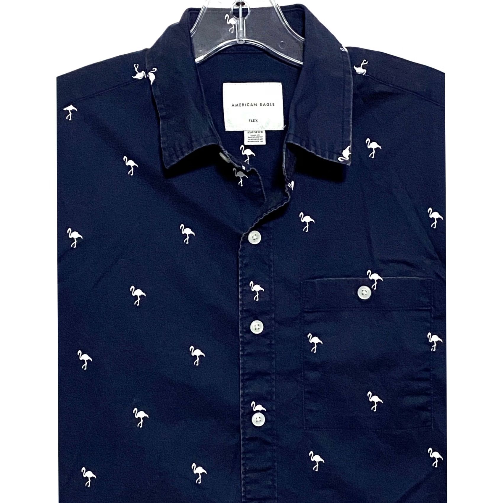American Eagle Outfitters American Eagle Outfitters Shirt Mens XS Button-Up Flex Flamingo AOP Cottage Beach Travel Resort Spring Summer Nautical Beachwear Preppy Boys/Gents Size US XS / EU 42 / 0 - 2 Thumbnail