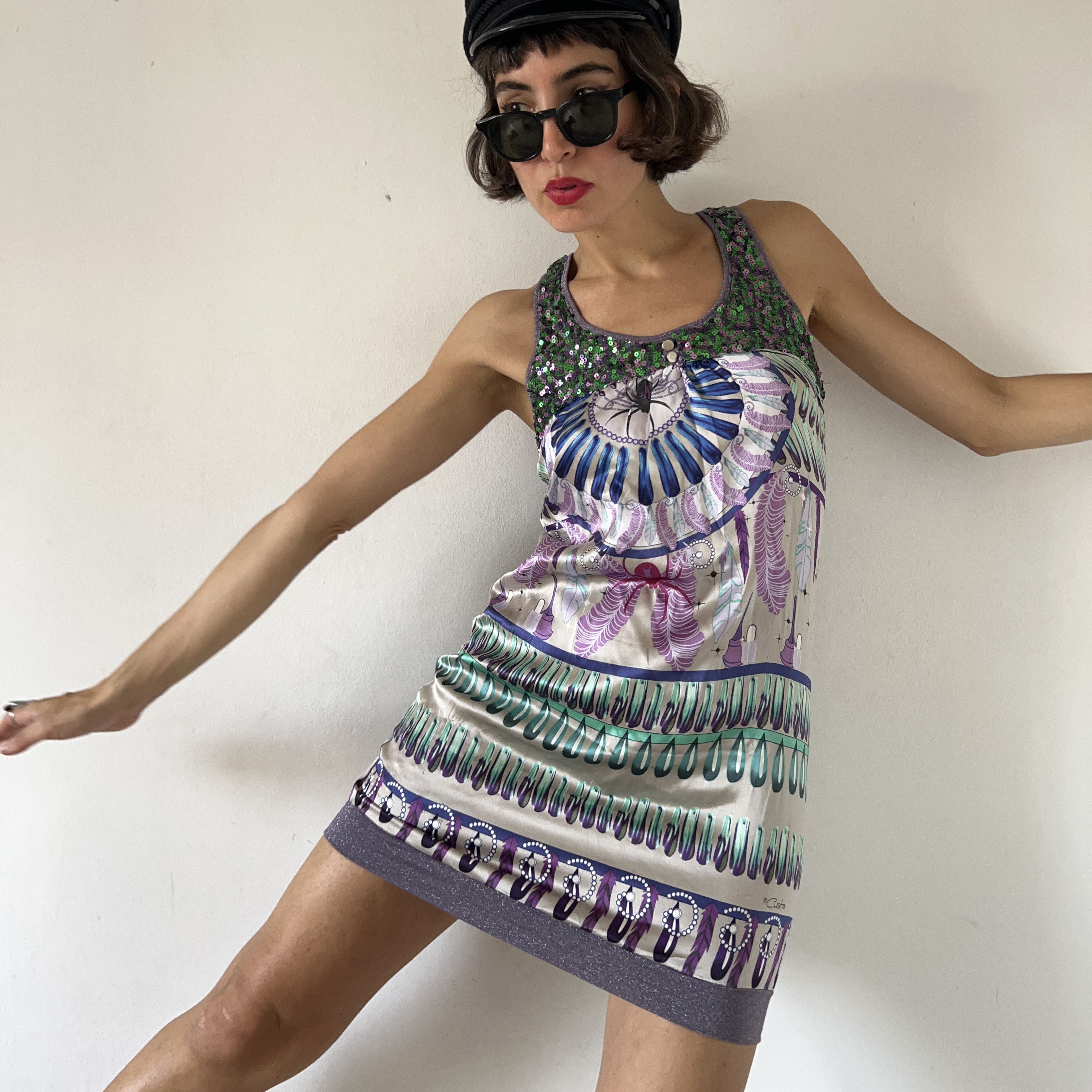 Custo Barcelona Custo Barcelona y2k silk cotton print knit summer tank dress Size L / US 10 / IT 46 - 1 Thumbnail