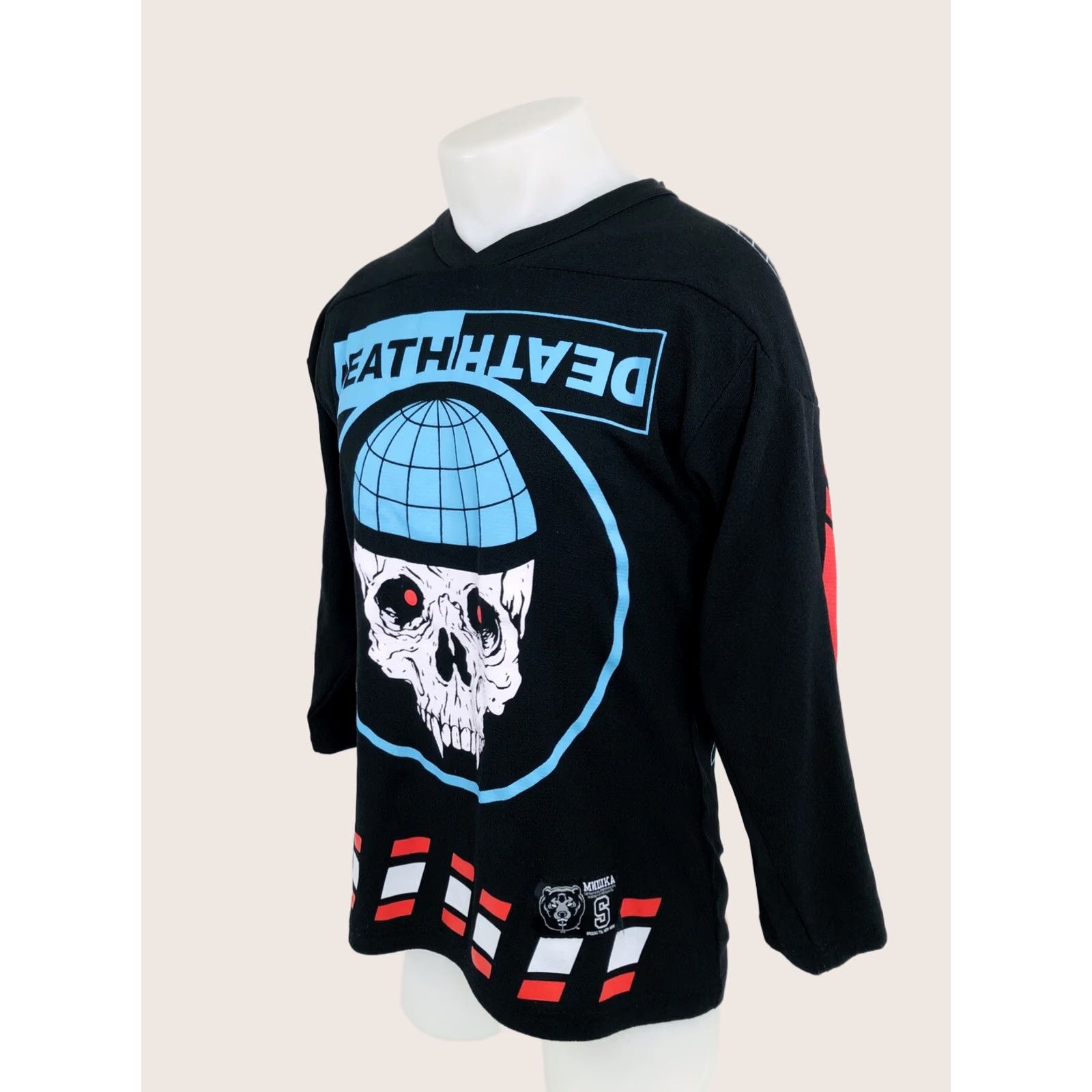 Vintage Mishka Jersey Shirt Mens Black Skull Death Global Sacrifice MNWKA 2078 SM. S Size US S / EU 44-46 / 1 - 1 Thumbnail