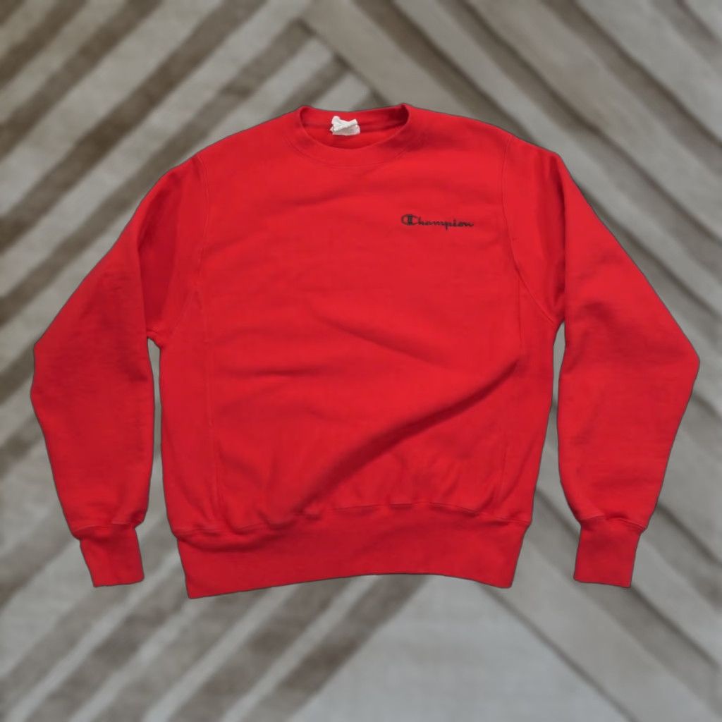 Champion Champion Sweatshirt Mens Sweatshirt Red Pullover Reverse Weave Adult Small Logo Fleece Crew Neck Long Sleeve Solid Pullover Size US S / EU 44-46 / 1 - 1 Thumbnail