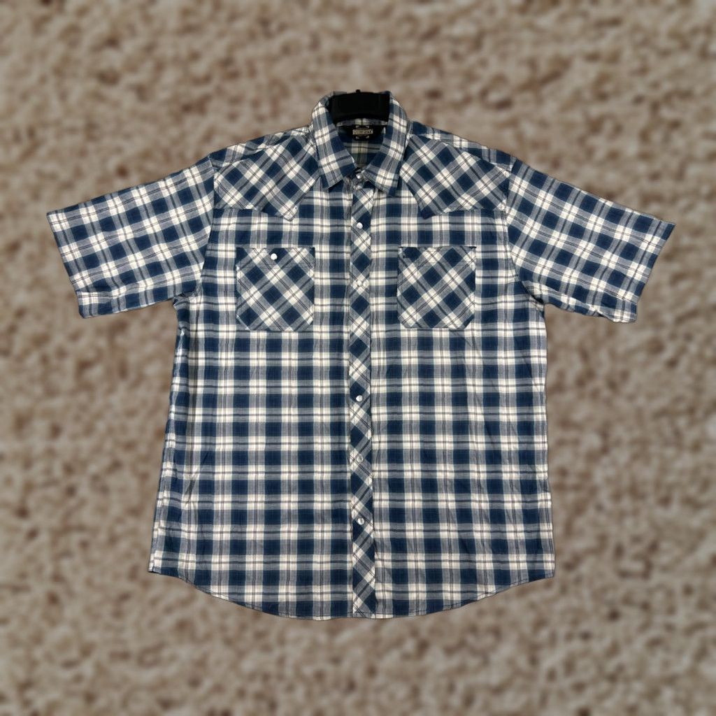 Wrangler Wrangler Shirt Men XL Blue Plaid Western Pearl Snap Button-Up Cowboy Western Shirt Men XL Blue Plaid Size US XL / EU 56 / 4 - 1 Thumbnail