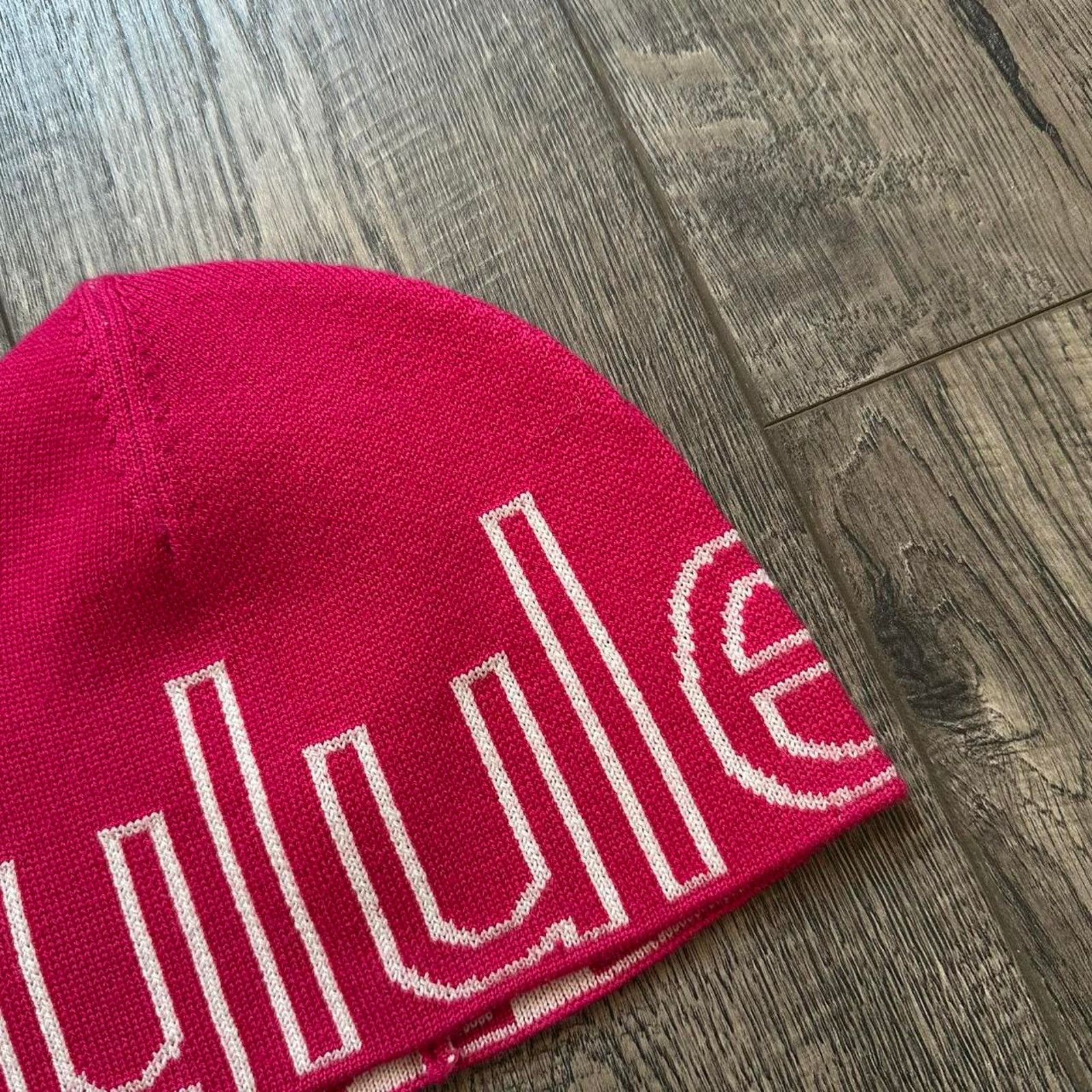 Lululemon Lulu Lemon SoldOut Pink Spellout Merino Wool Skullcap Beanie Size ONE SIZE - 4 Thumbnail