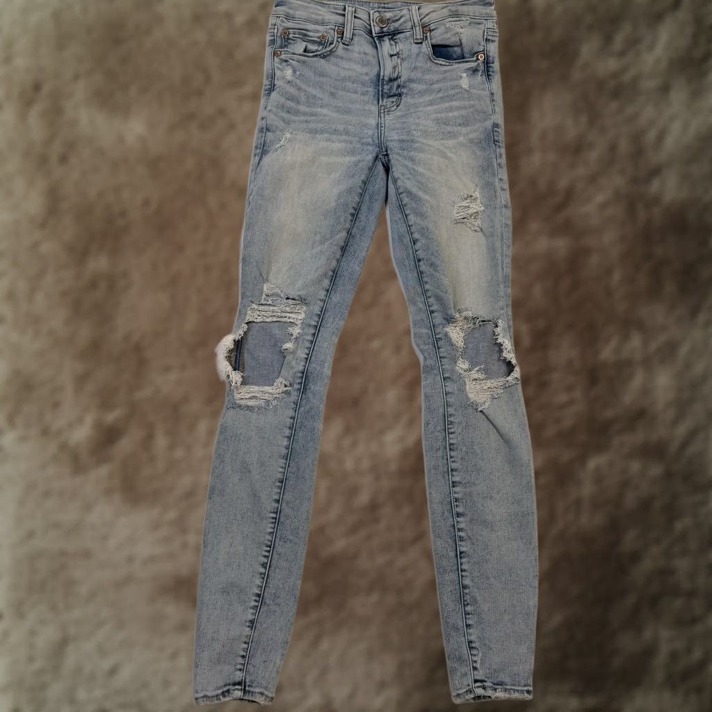 American Eagle Outfitters American Eagle Outfitters Jeans Womens 6 Tall Blue High Rise Jegging Next Level Stretch Distressed 5-Pocket Size 28" / US 6 / IT 42 - 1 Thumbnail
