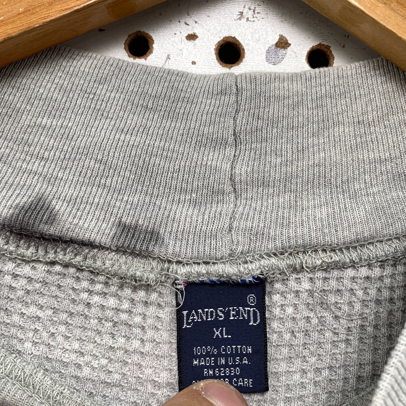 Lands' End VINTAGE Lands' End Thermal Shirt Mens XL Gray Waffle Knit 90s 80s Long Sleeve USA Size US XL / EU 56 / 4 - 4 Thumbnail