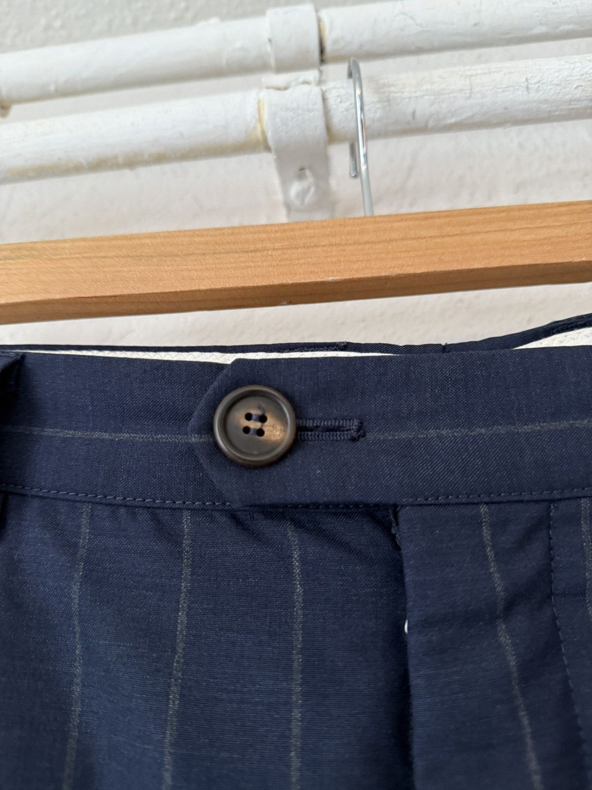 Brunello Cucinelli Brunello Cucinelli Navy Pinstripe Wool Trousers Size US 34 / EU 50 - 5 Thumbnail