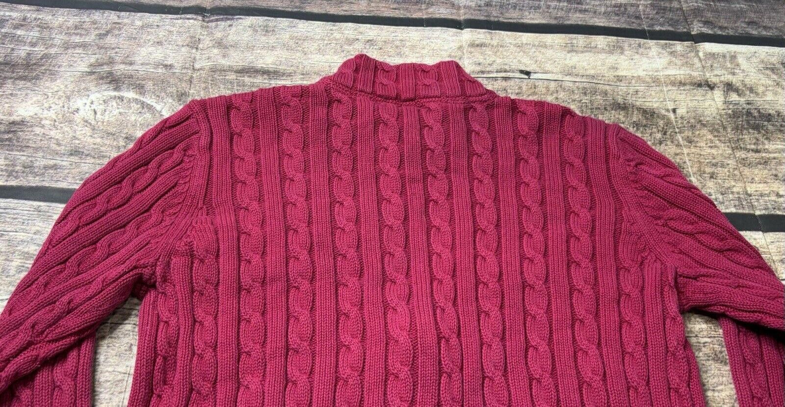 L.L. Bean LL Bean Sweater Girl Large 14/16 Cable Knit Full Zip Pockets Size L / US 10 / IT 46 - 6 Thumbnail