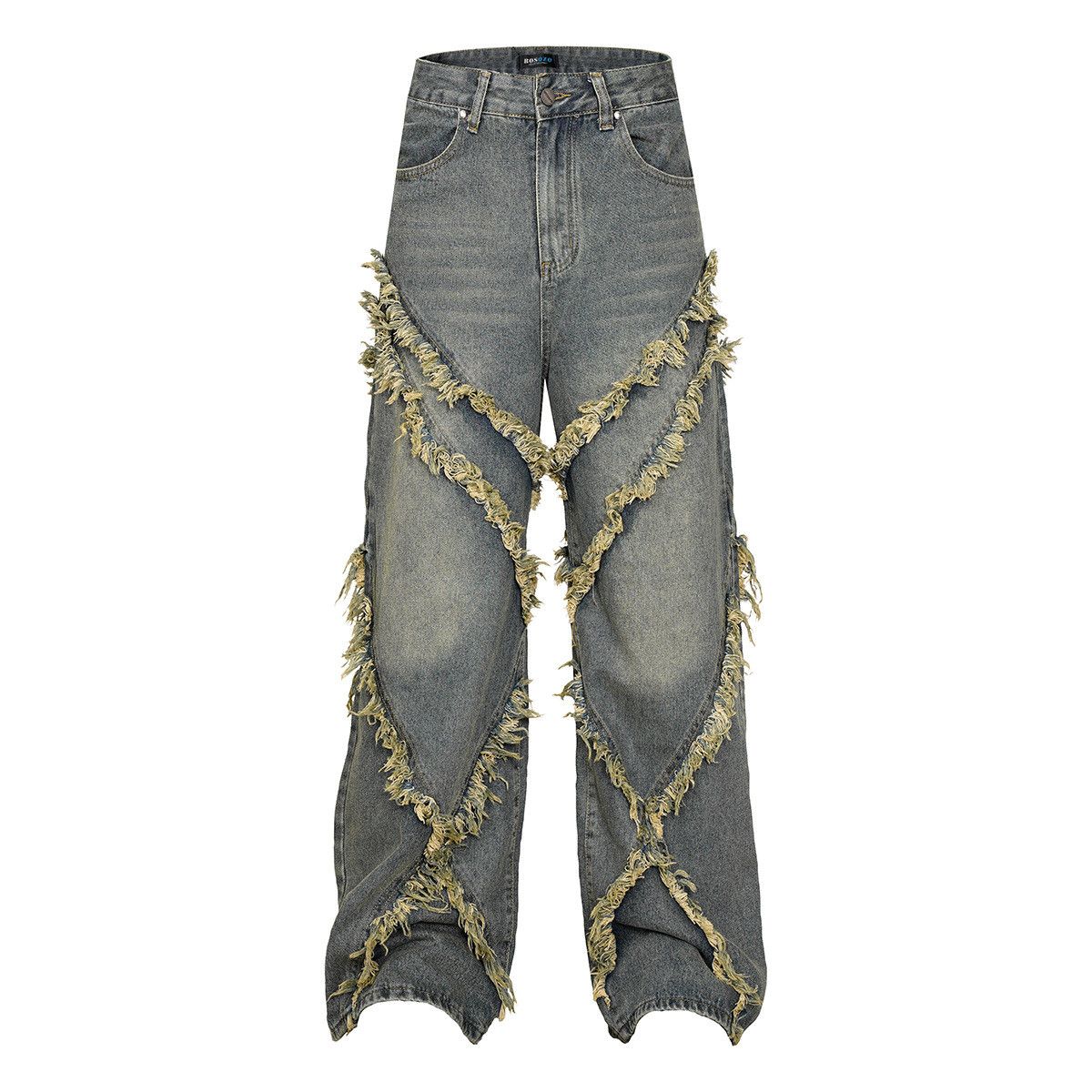 Vintage American retro patchwork loose straight leg jeans for men Size US 32 / EU 48 - 1 Thumbnail