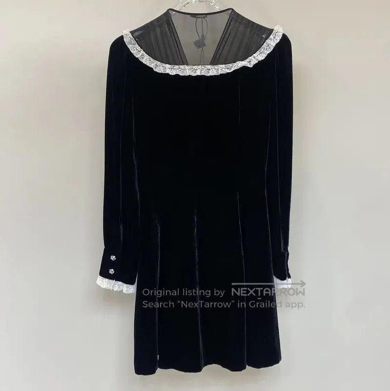 Miu Miu Miu Miu Black Cotton Dress with Ruffle Collar . Size S / US 4 / IT 40 - 2 Thumbnail