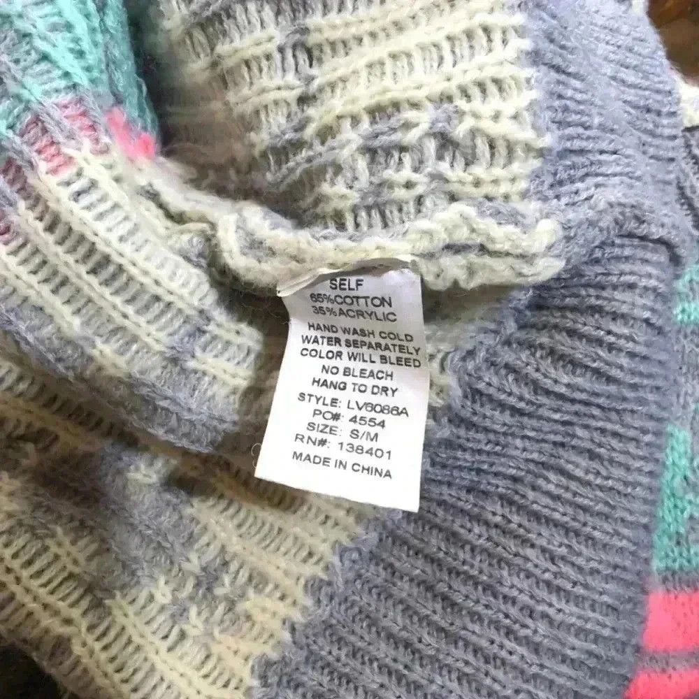 Designer Limelush Cool Sweater Pink Gray Blue White sz S/M Open Fron Size M / US 6-8 / IT 42-44 - 5 Thumbnail