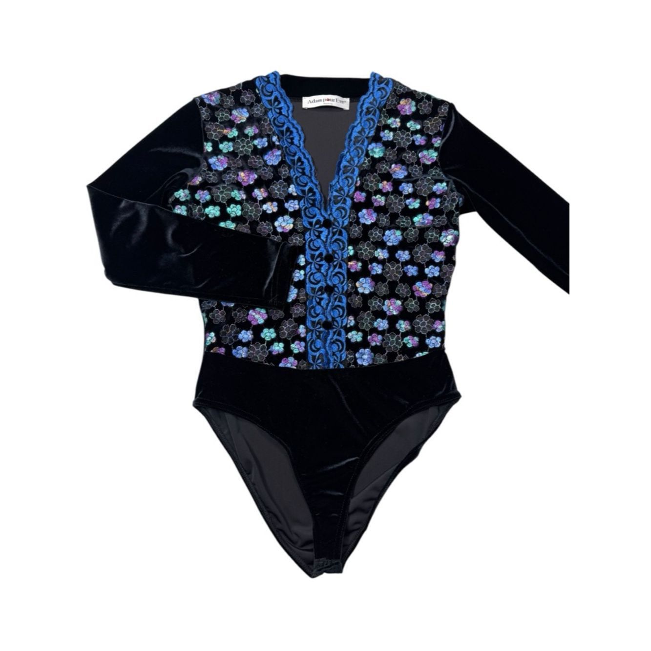 Other Vintage Adam Pour Eve Embroidered Black Velvet Long Sleeve Size M / US 6-8 / IT 42-44 - 2 Thumbnail
