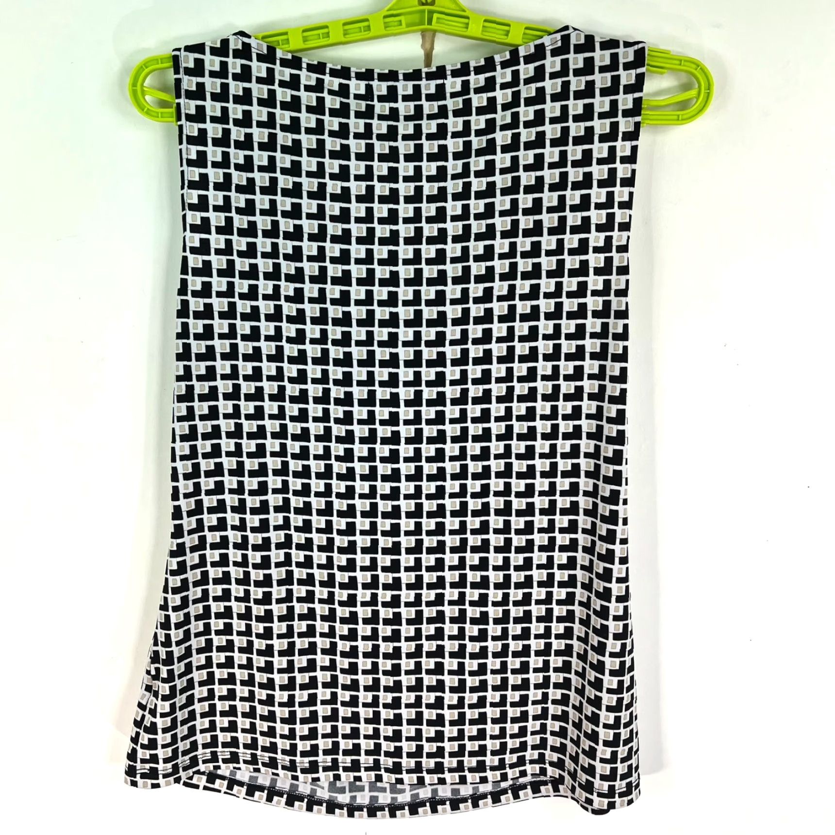 Liz Claiborne Liz Claiborne Checkered Sleeveless Tank Top Womens M Black Tan - Casual Stretch 95% Polyester Spandex Draped Collar Scoop Neck Shirt Tank Size M / US 6-8 / IT 42-44 - 5 Thumbnail