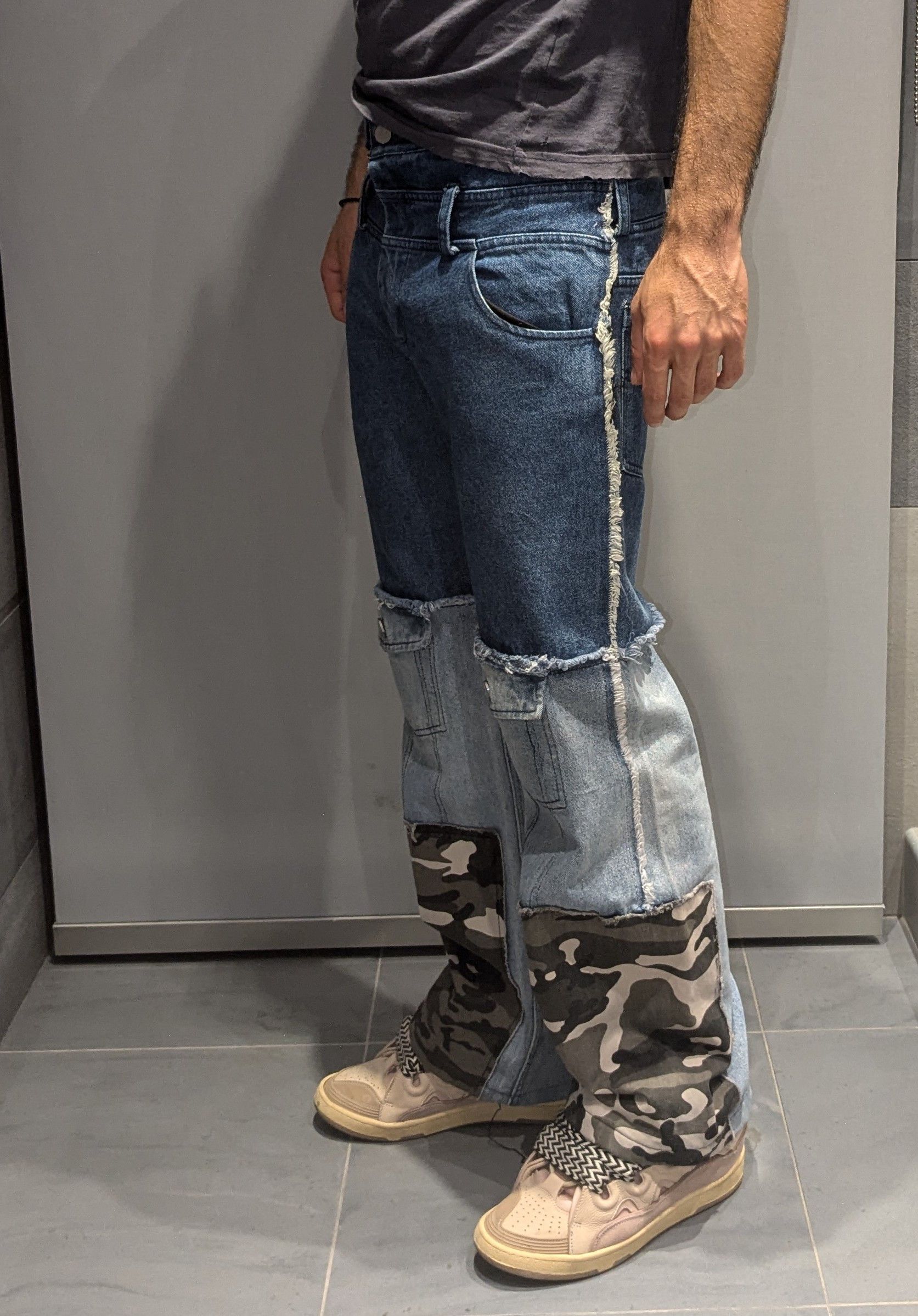 Japanese Brand Hybrid cargo distressed denim jeans Size US 30 / EU 46 - 3 Thumbnail