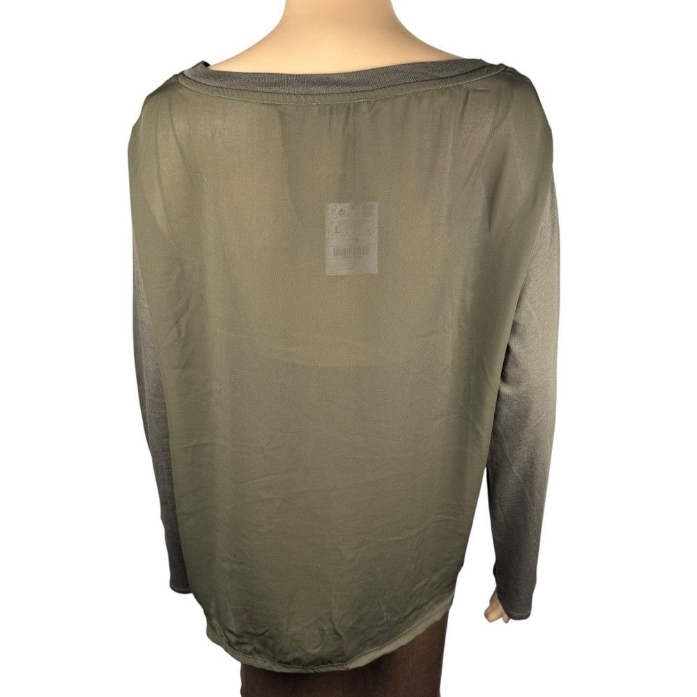 Zara NWT New Zara Cotton Blend Long Sleeve Olive Tee Size L Size L / US 10 / IT 46 - 4 Thumbnail
