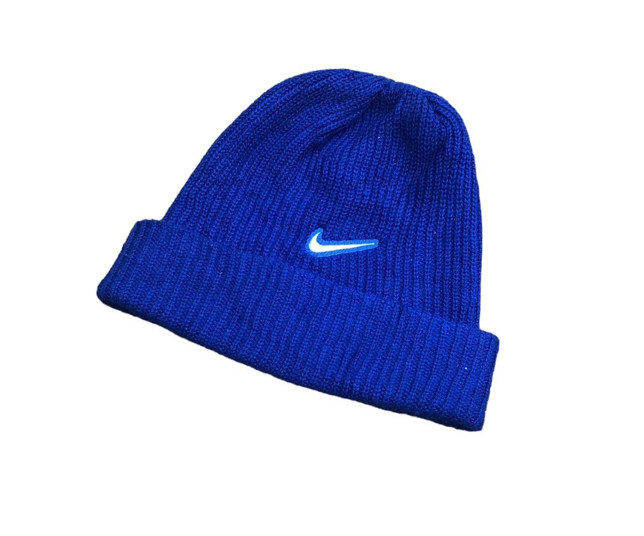 Nike Vintage 90s Nike Swoosh Royal Blue Beanie Snow Hat Size ONE SIZE - 1 Thumbnail