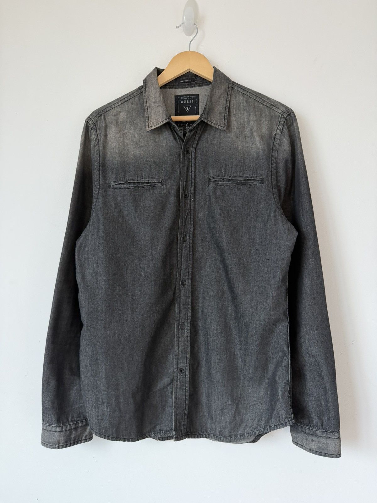 Guess Guess Black Washed Denim Button Up Shirt Men’s Medium Slim Size US M / EU 48-50 / 2 - 1 Thumbnail