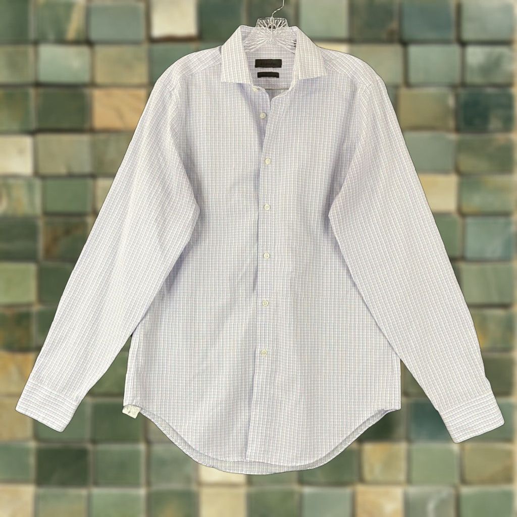 Calvin Klein CALVIN KLEIN Long Sleeve Shirt 15.5 34/35 Blue Pink Plaid Mens Size US M / EU 48-50 / 2 - 1 Thumbnail
