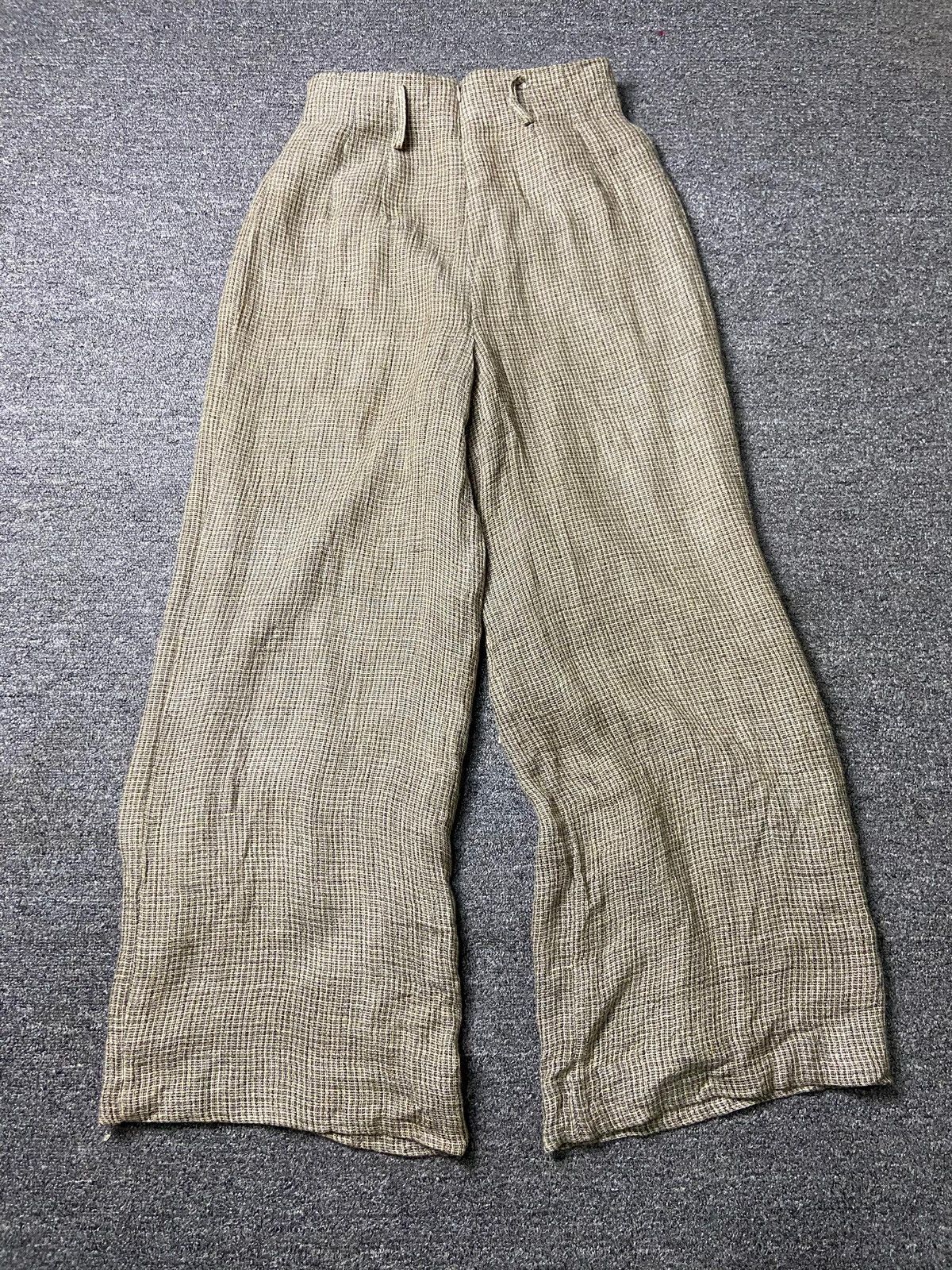 Japanese Brand FINITY Brand Linen Checkered Wide Leg Pants (169) Size 28" / US 6 / IT 42 - 3 Thumbnail