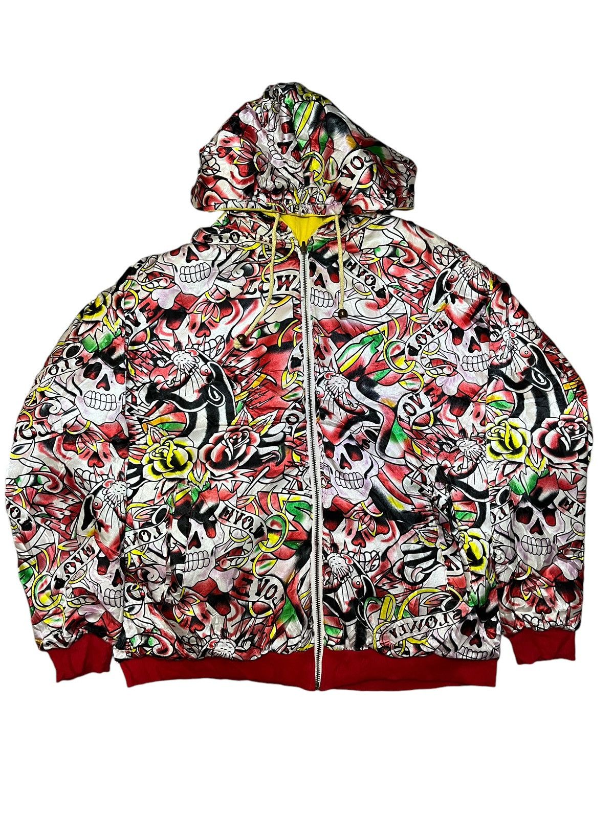 Ed Hardy × Vintage Ed Hardy Y2K Reversible Hooded Zipper Size US L / EU 52-54 / 3 - 8 Thumbnail